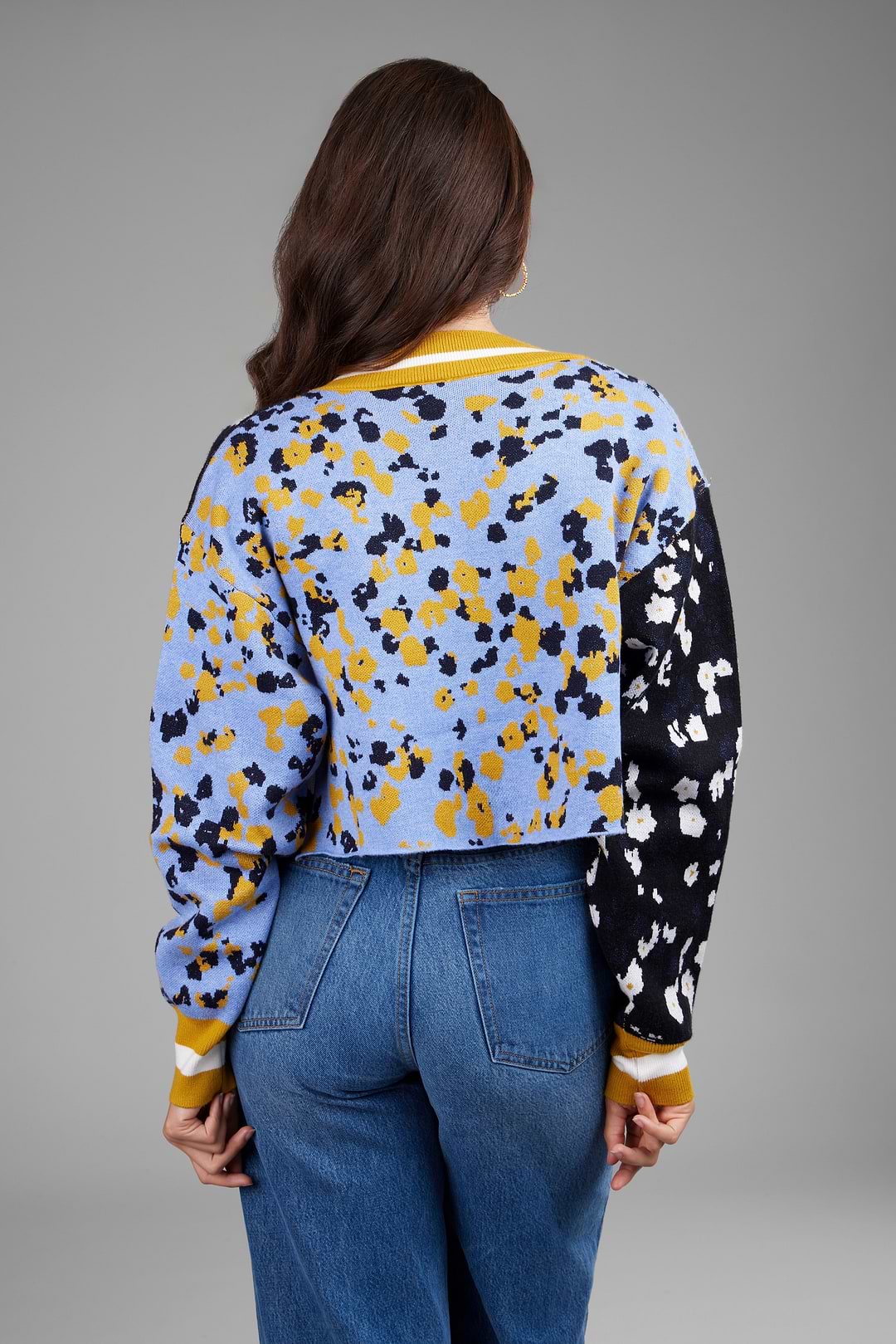 Multitone Floral Cardigan - Blue