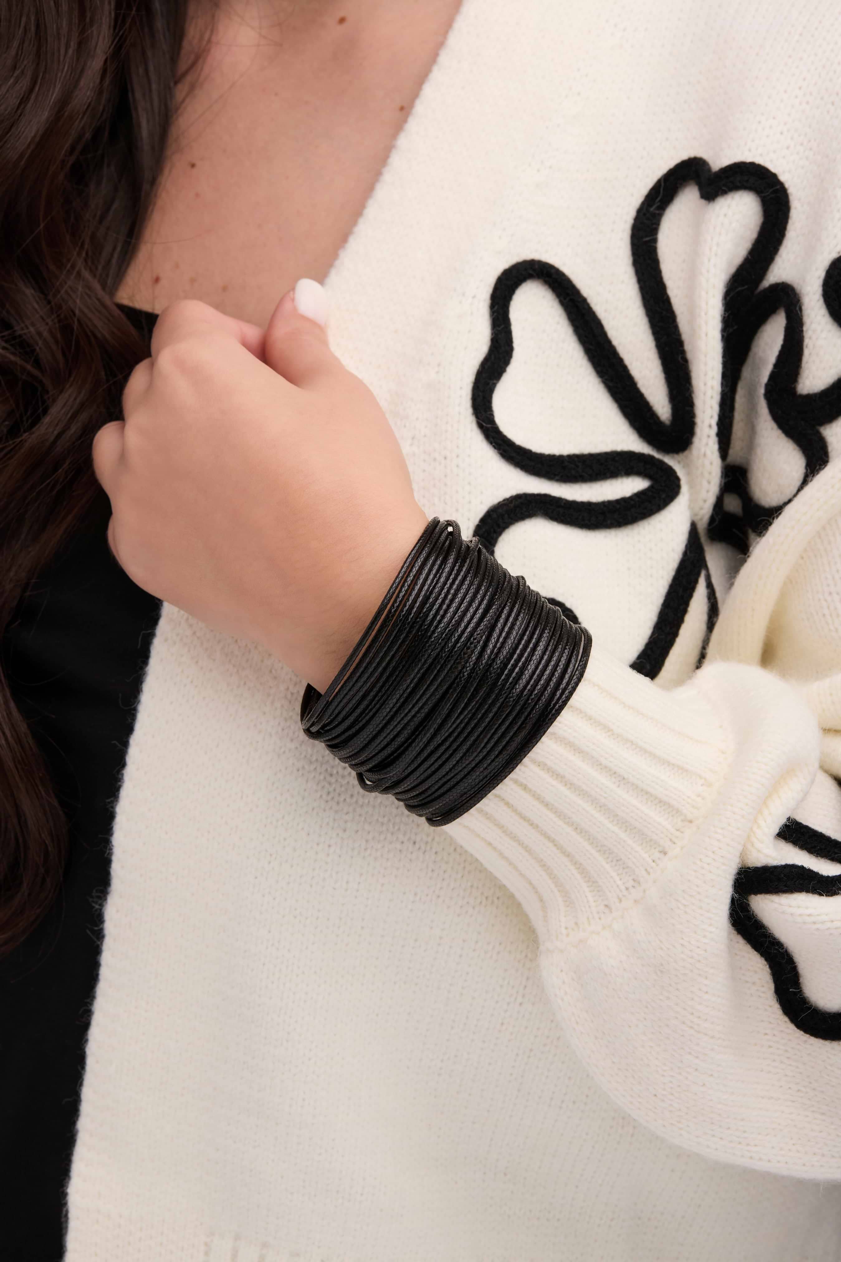 Metallic Multi Strand Leather Cord Bracelet | SAACHI