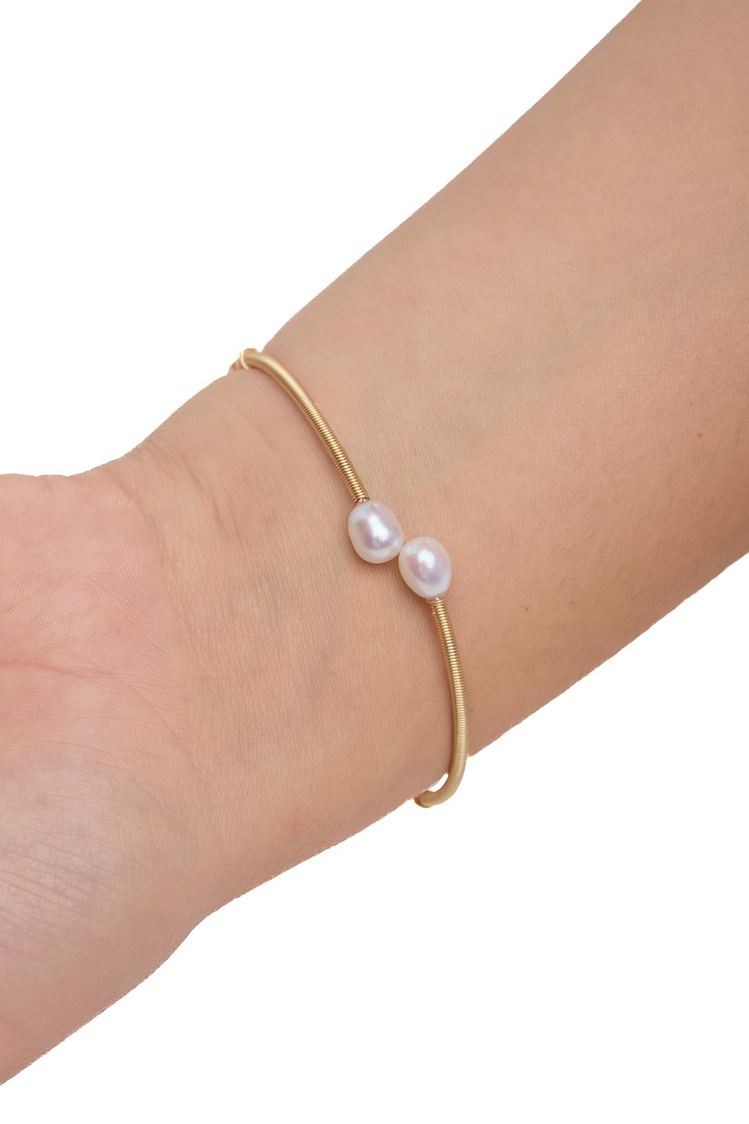 Freshwater Pearl Bracelet Cuff - Gold