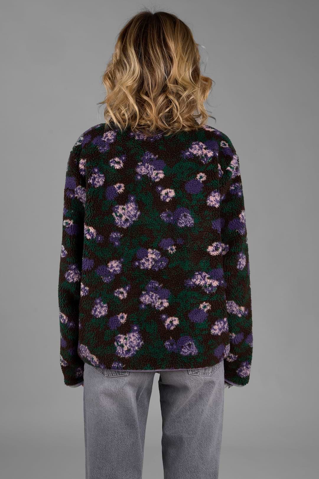 Floral Sherpa Jacket Black