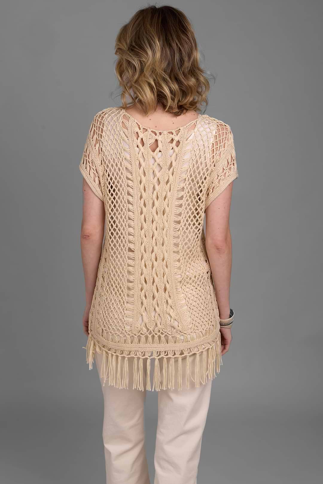 Bohemian Crochet Fringed Tunic - Ivory