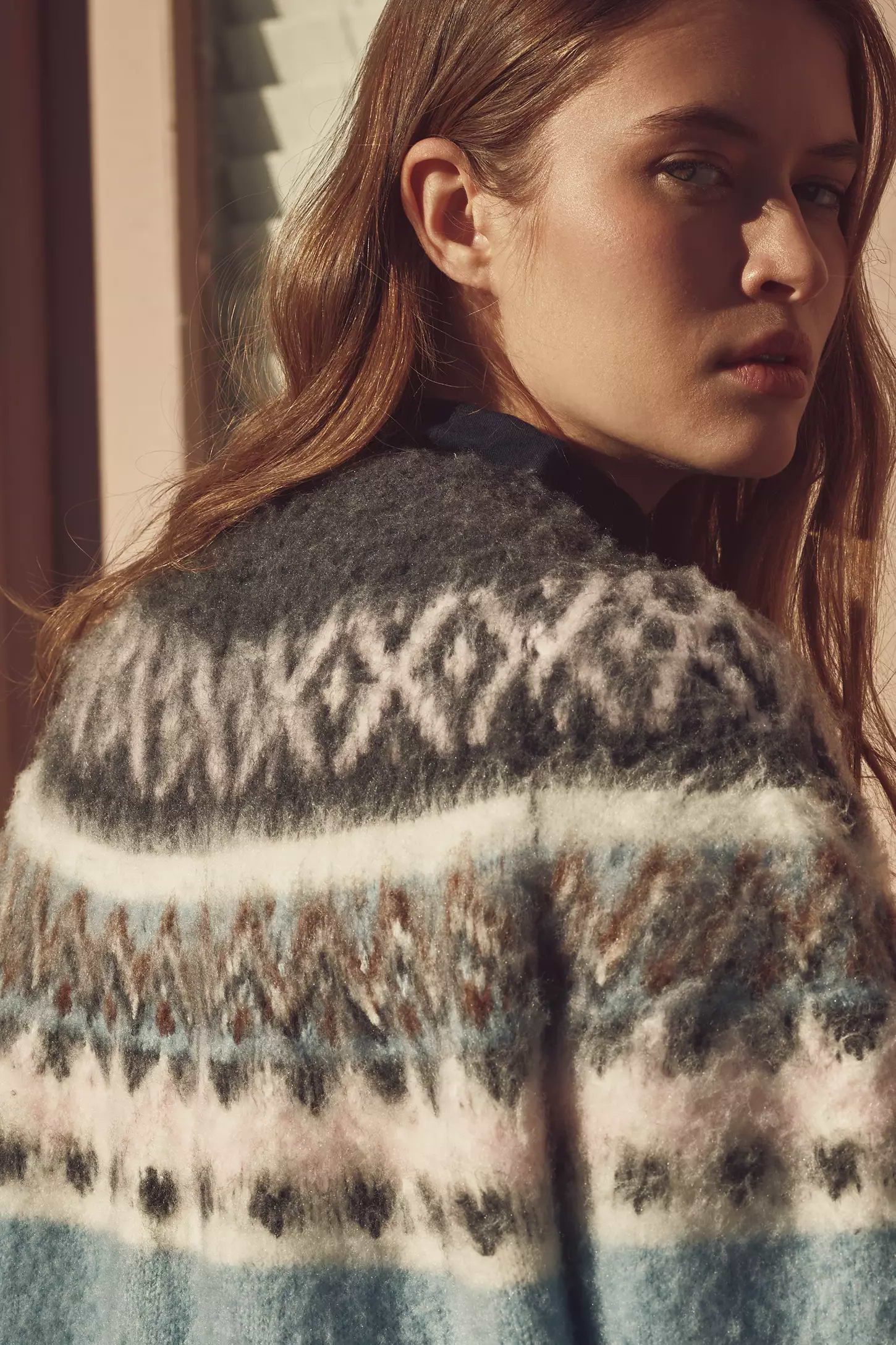 Fair Isle Cardigan Sweater - Blue Multi