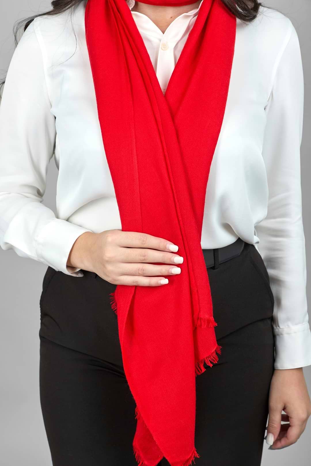 Cashmere Silk Scarf - SAACHI - Red - Scarf