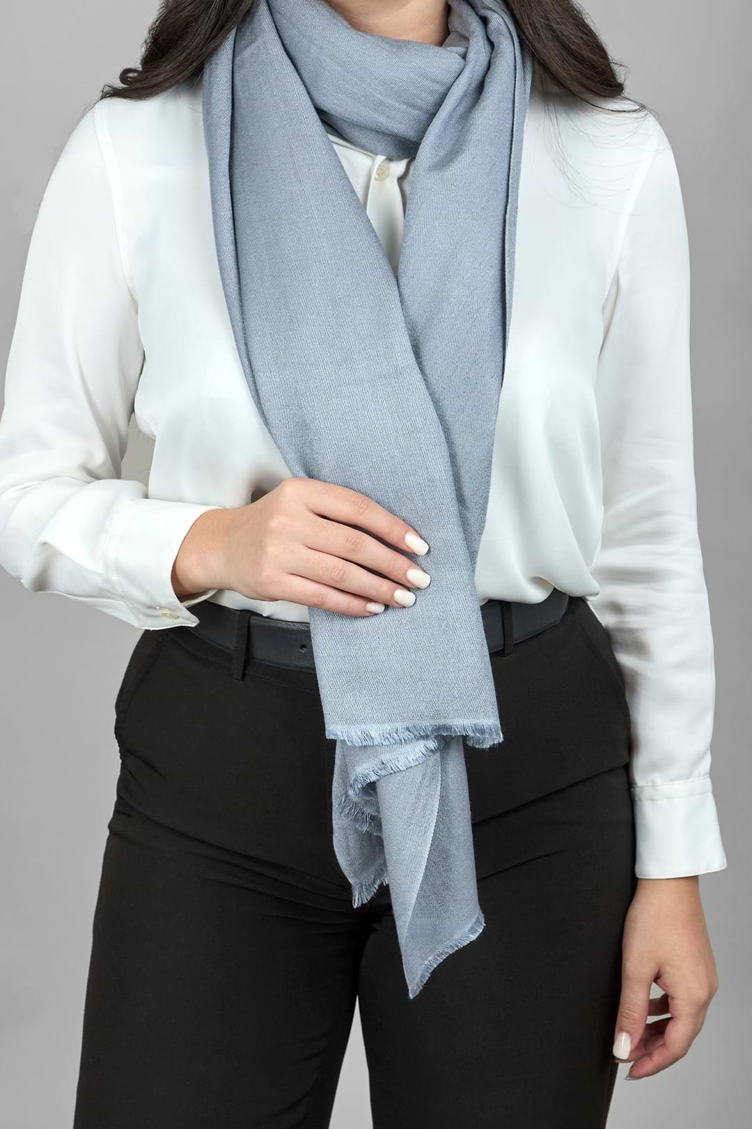 Cashmere Silk Scarf - SAACHI - Gray - Scarf
