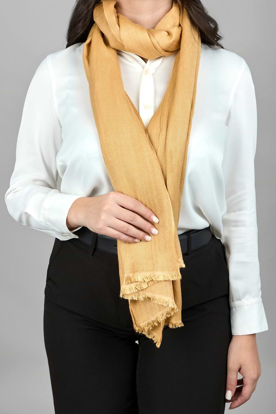Cashmere A Silk Scarf With Eyelash Fringe - Blanched Almond