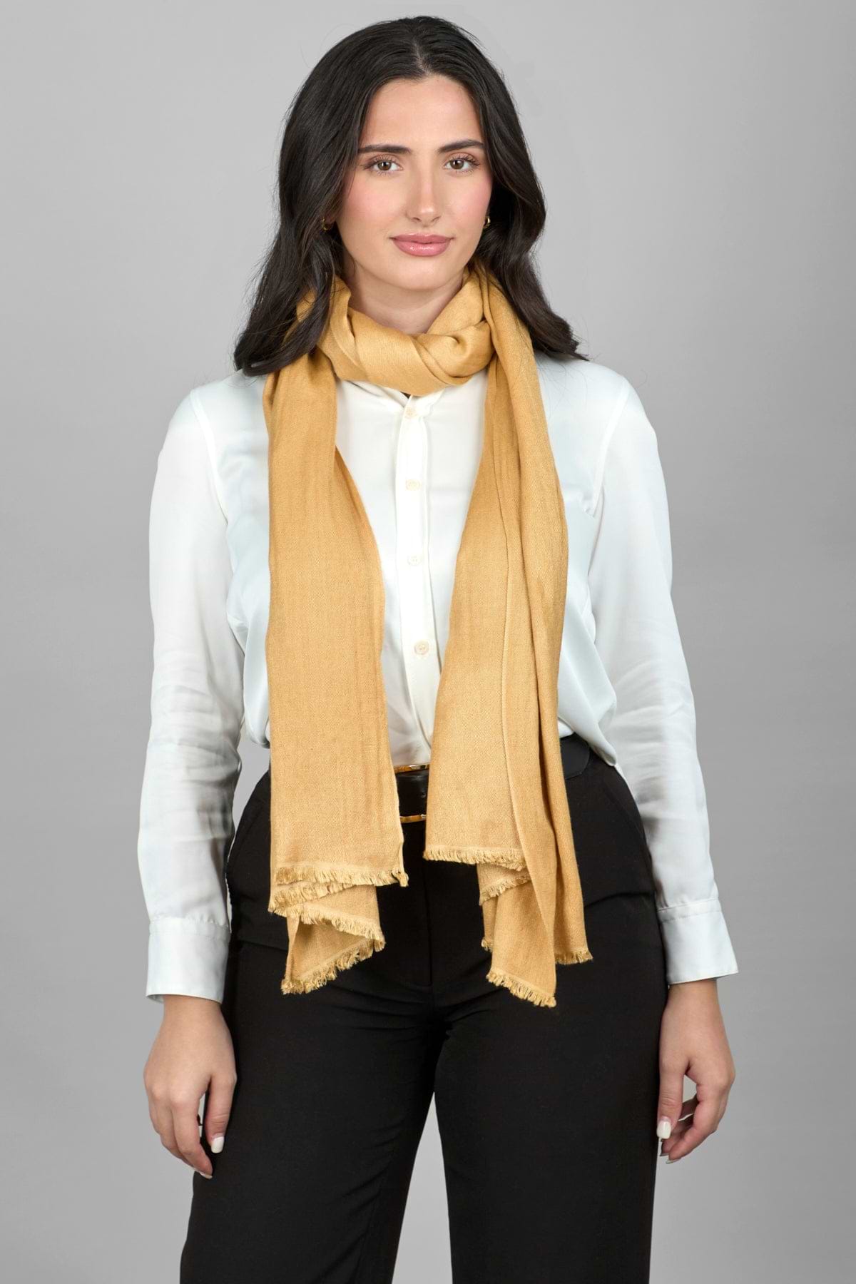 Cashmere A Silk Scarf With Eyelash Fringe - Blanched Almond