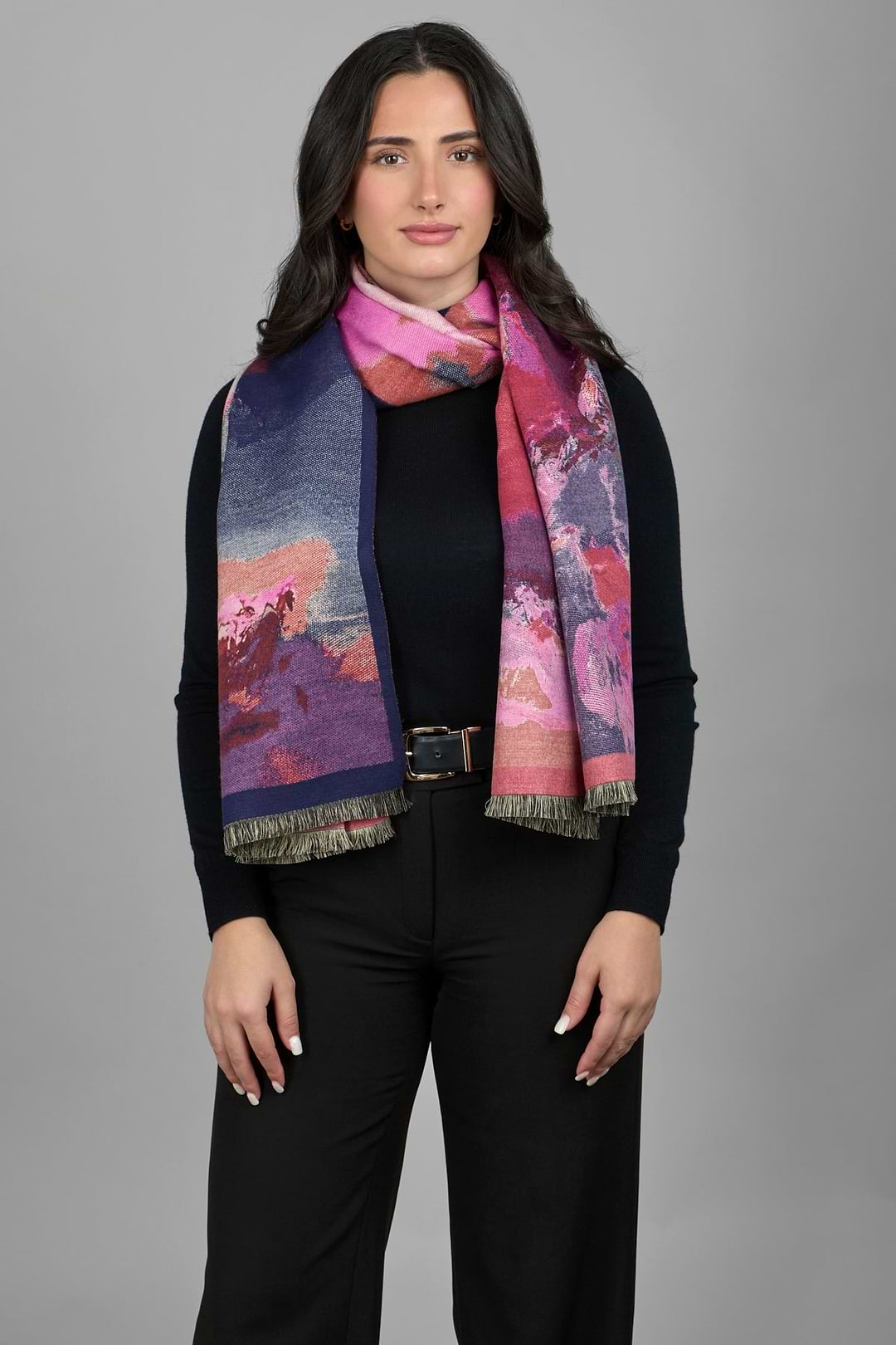 Multicolor Abstract Splatter Reversible Scarf - Multi