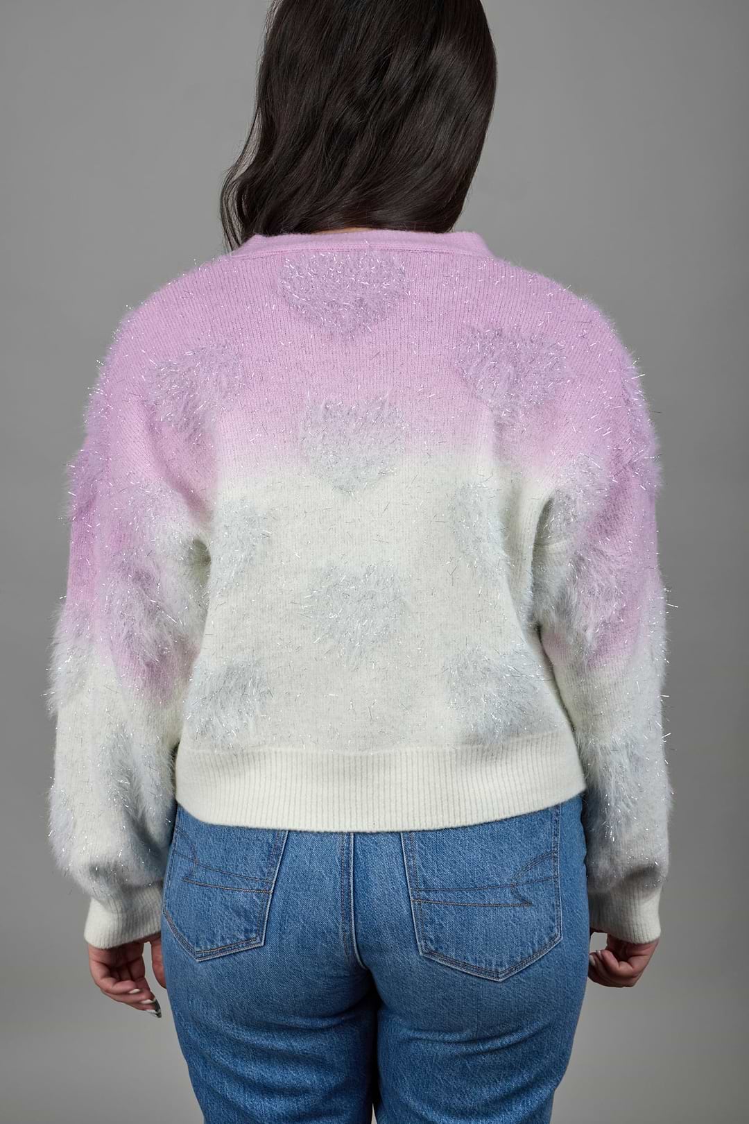 Soft Heart Ombre Cardigan - Lilac