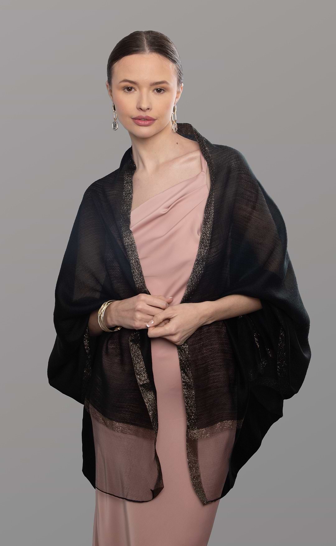 Shimmer Border Scarf - Black