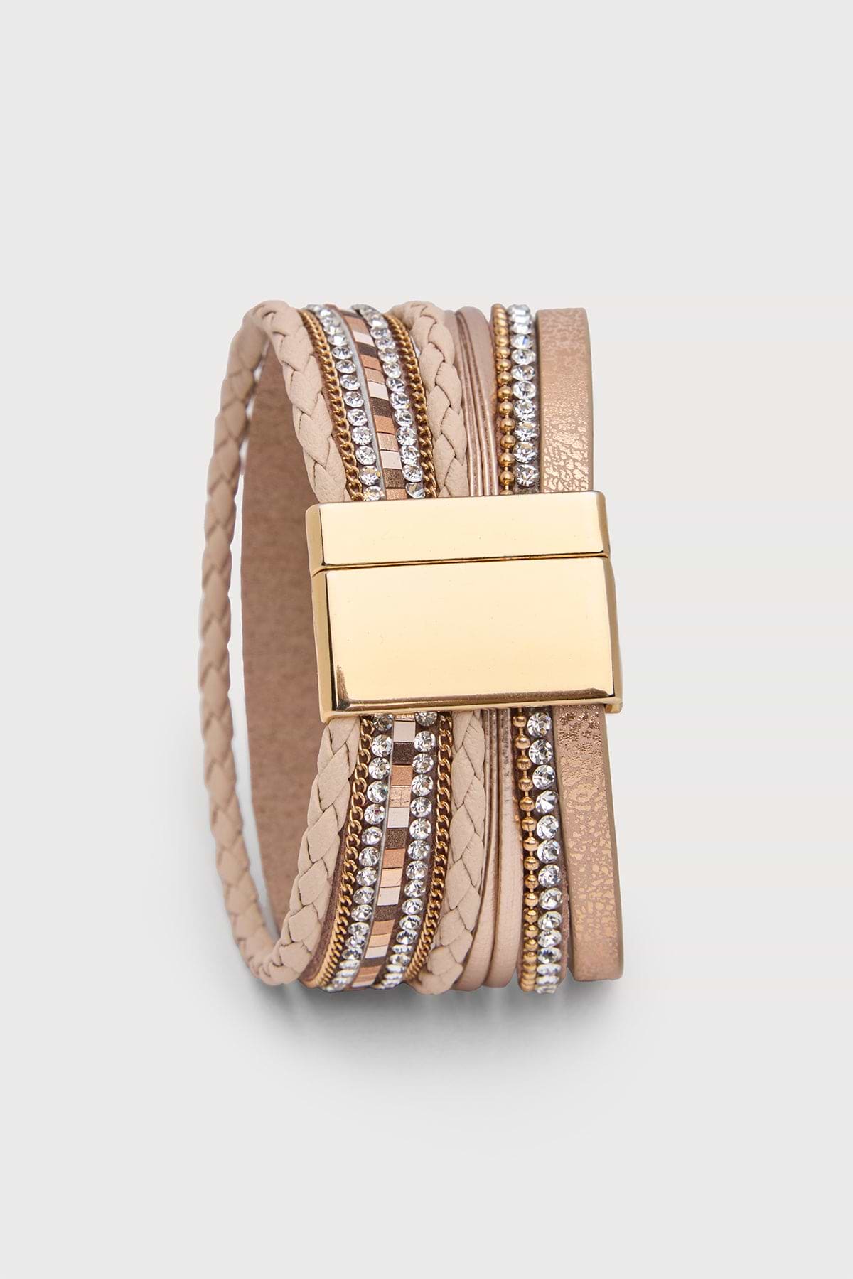 Golden Heart Druzy Bracelet - Taupe