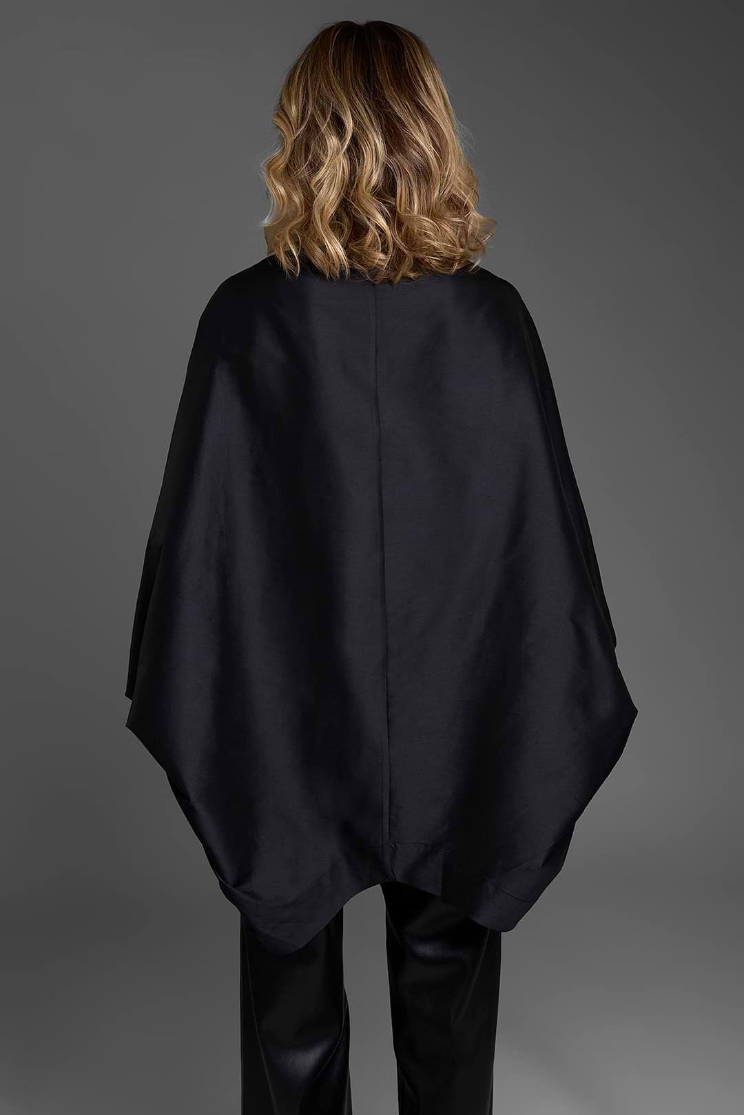 Poncho Cocoon Jacket - Black & Gold