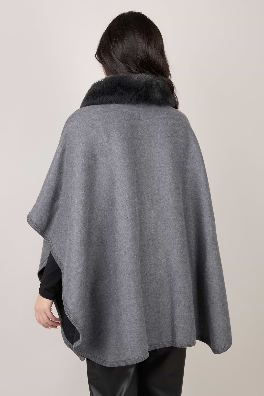 Faux Fur Pocket Kimono - Dark Gray