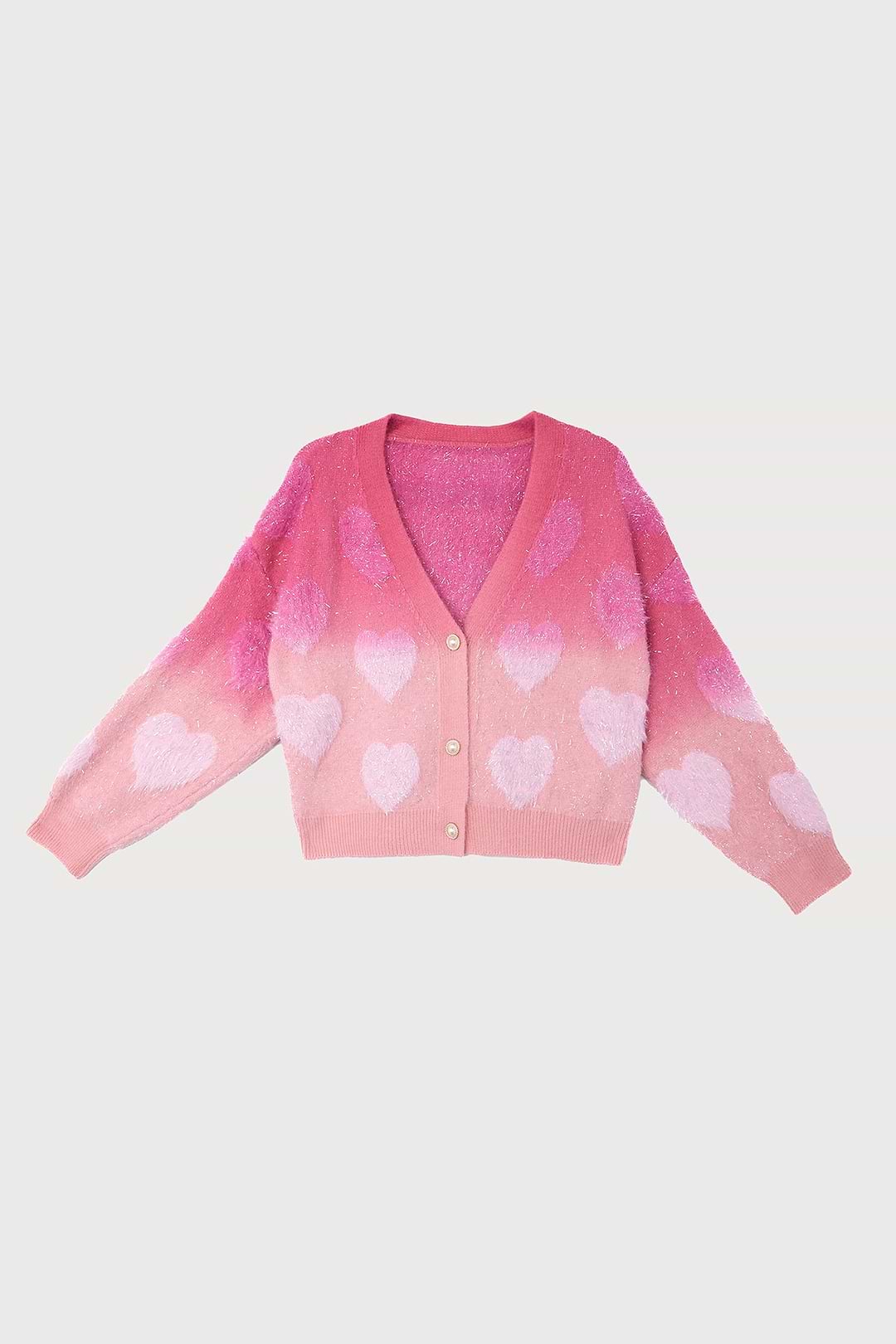 Soft Heart Ombre Cardigan - Fuschia