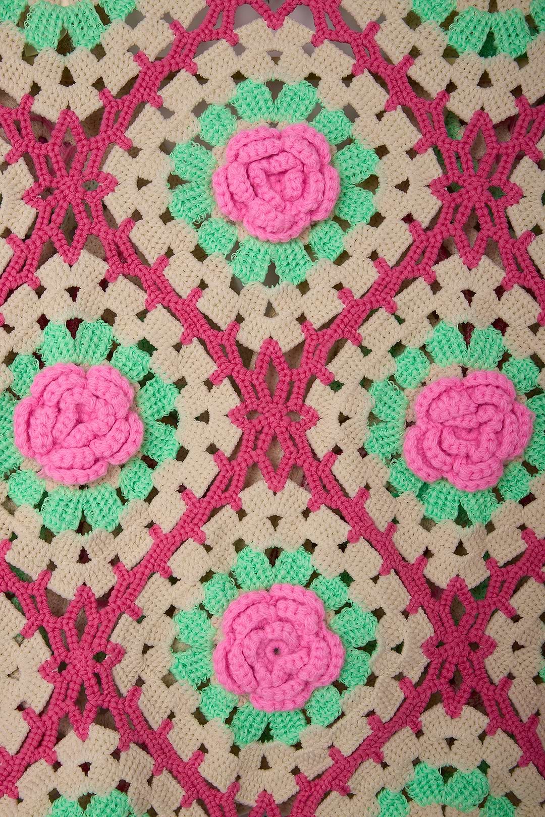 Rosette Crochet Cardigan - Pink