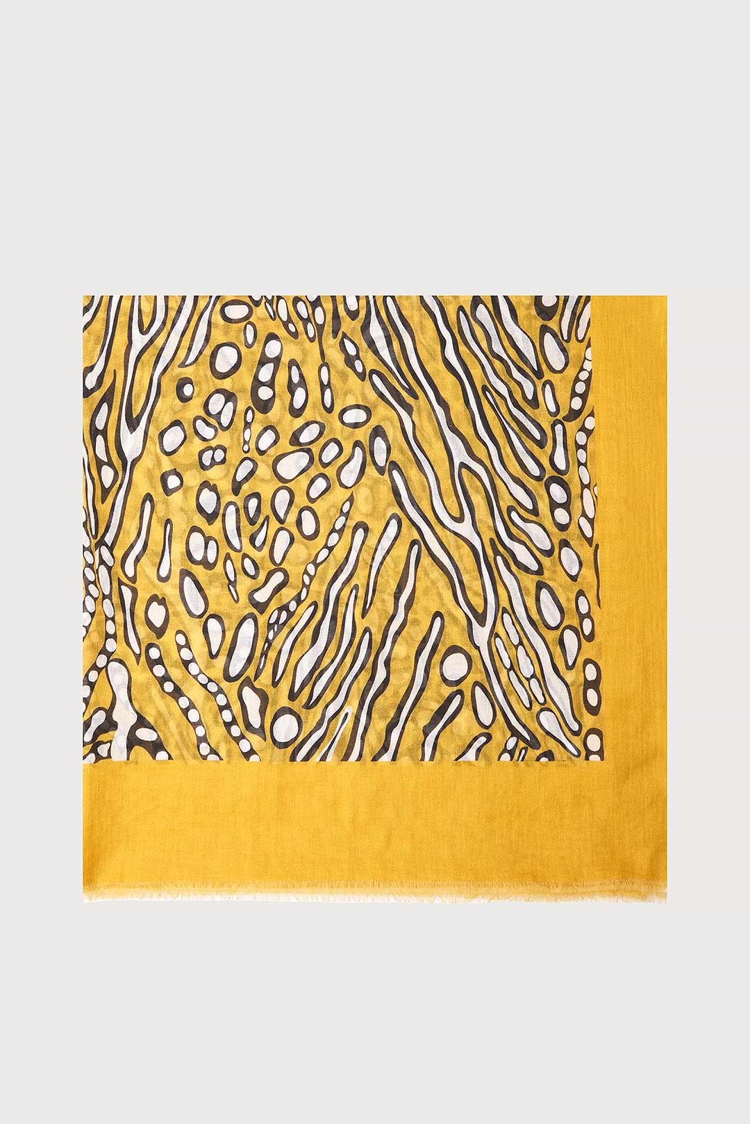 Abstract Animal Print Scarf - Mustard
