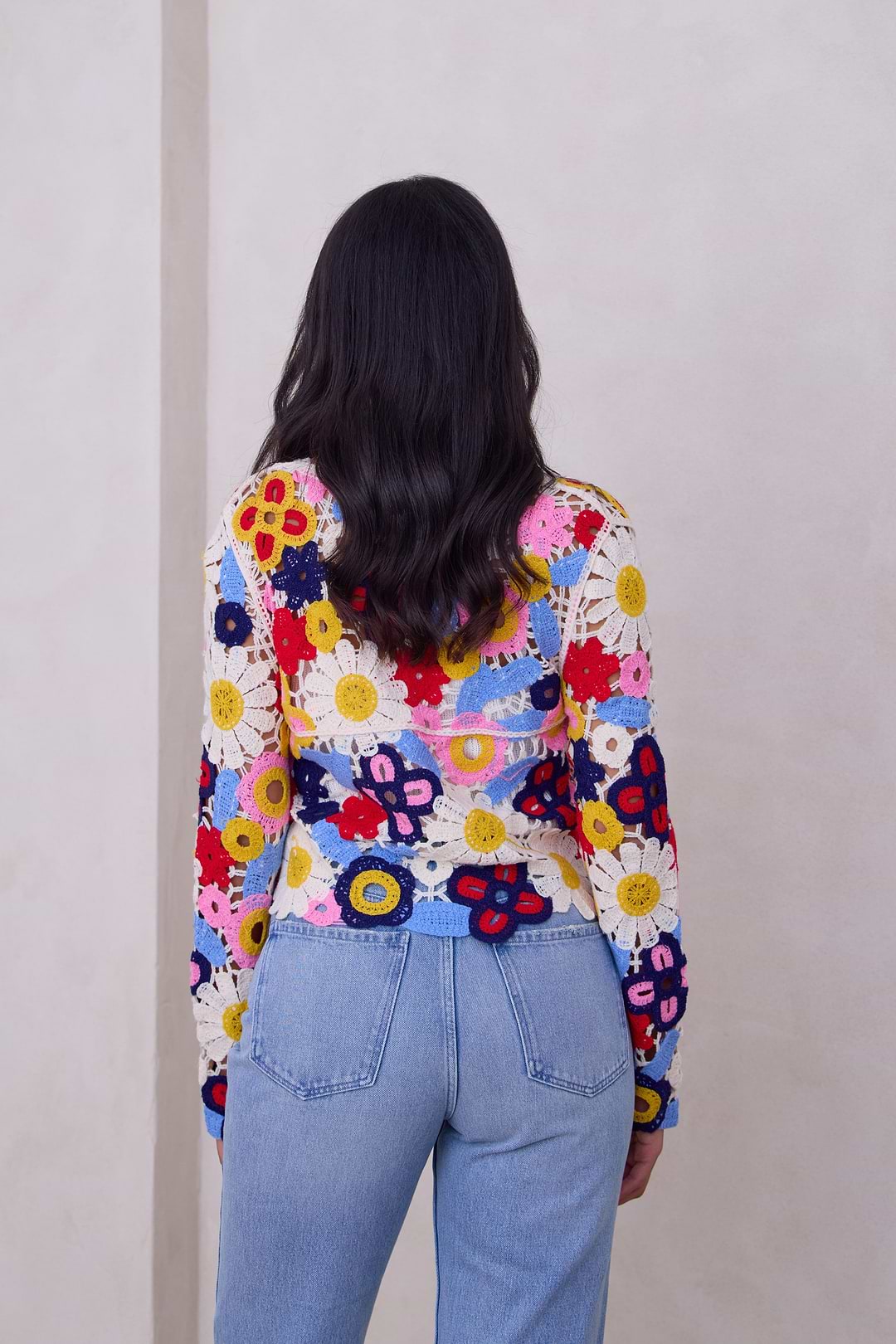 Flower Lace Crochet Jacket - Ivory