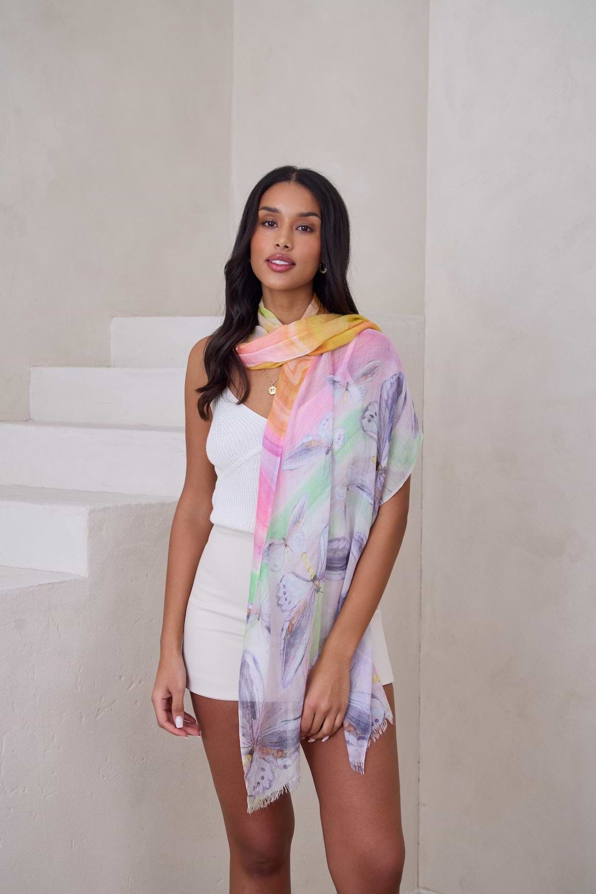 Swirled Butterfly Scarf - Yellow