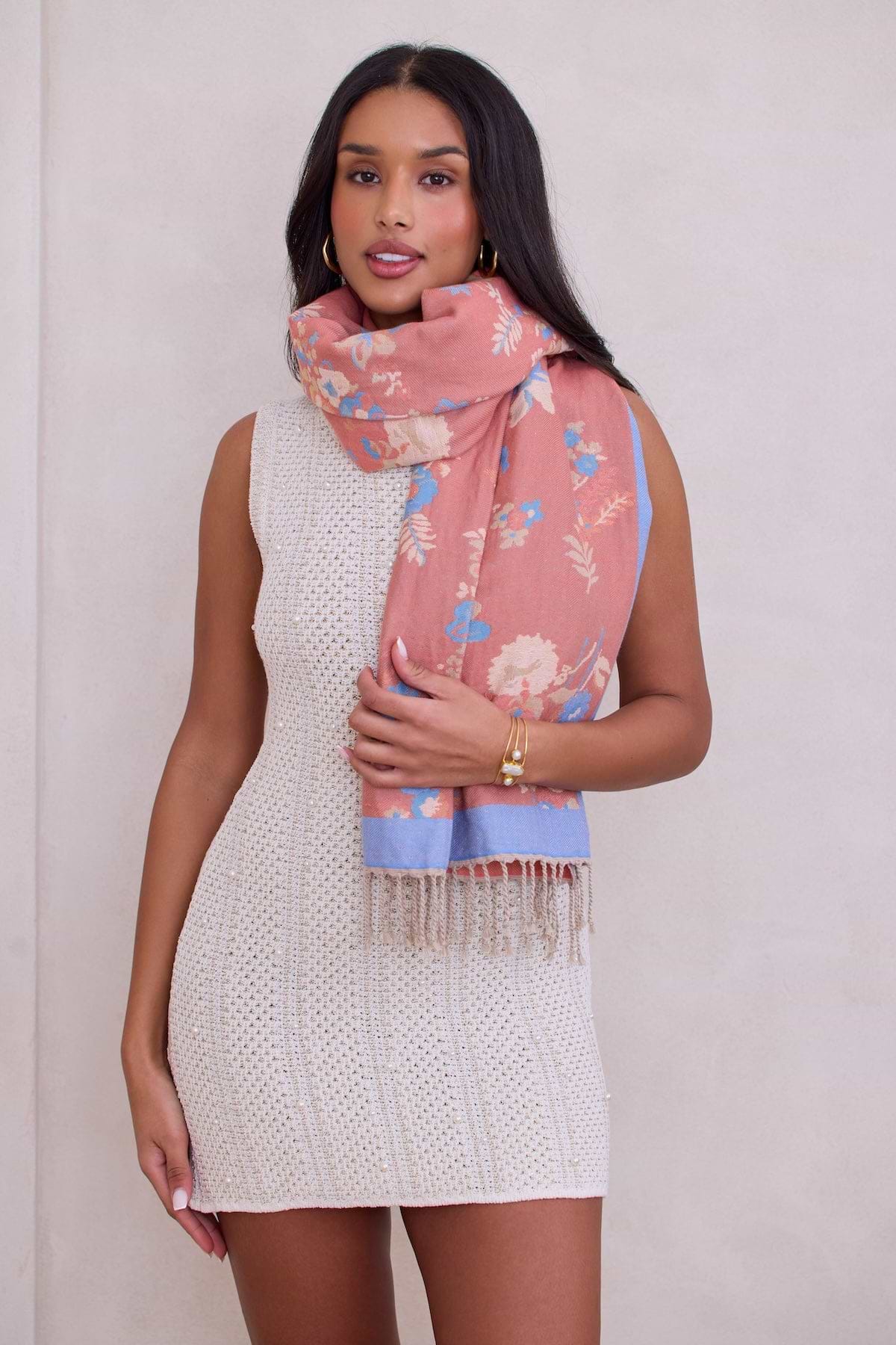 Fiore Pastel Reversible Scarf - Pink