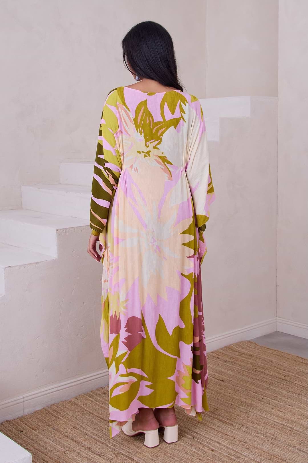Multicolor Floral Kaftan Maxi - Cream Multi
