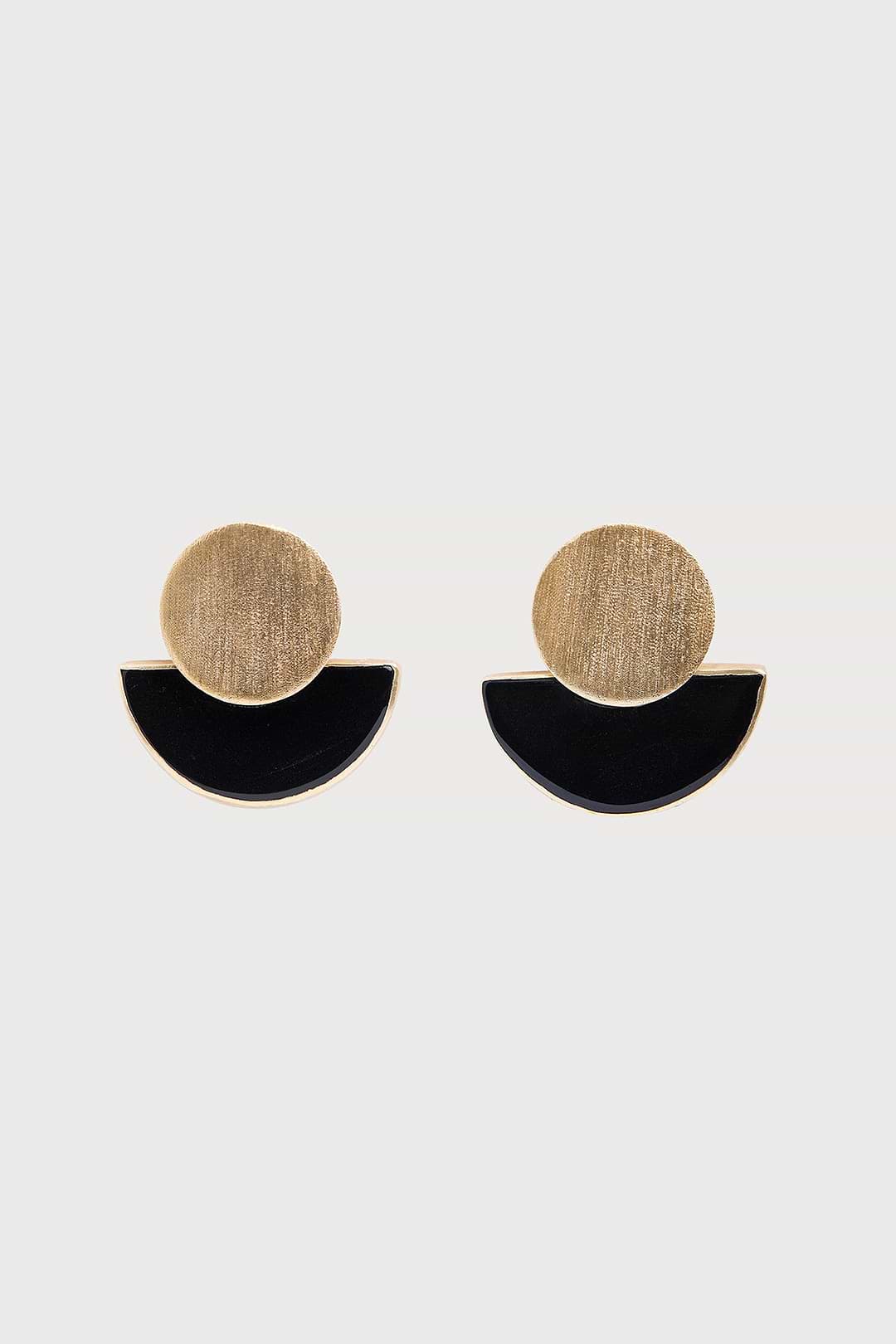 Geometric Half-Moon Earrings - Black