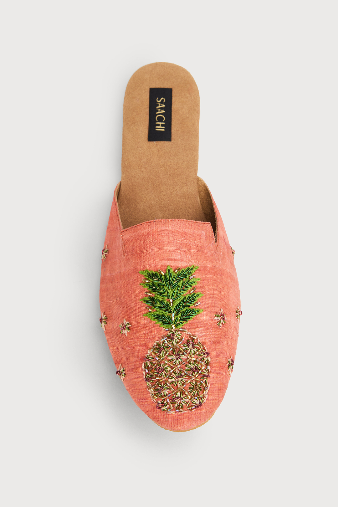 Pineapple Shoe Block Heel Mule - Coral