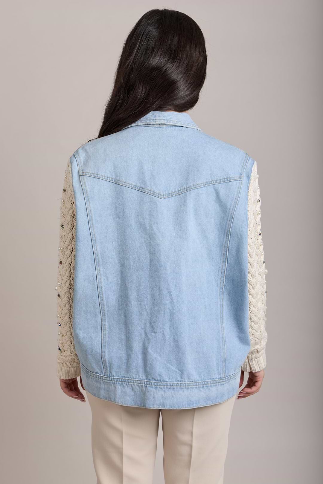 Pearl Knit Denim Jacket - Denim