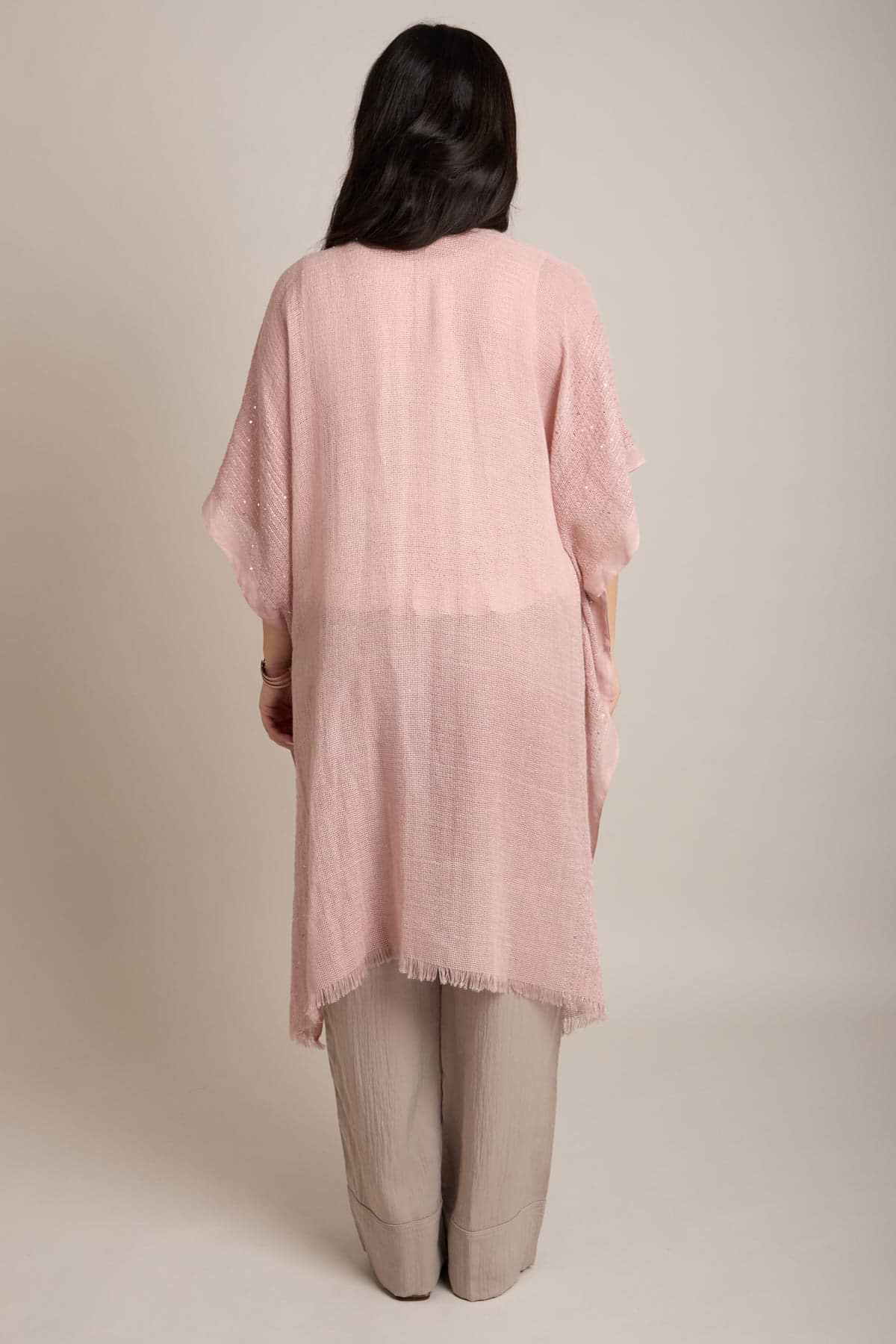 Shimmering Sequin Ruana - Mauve