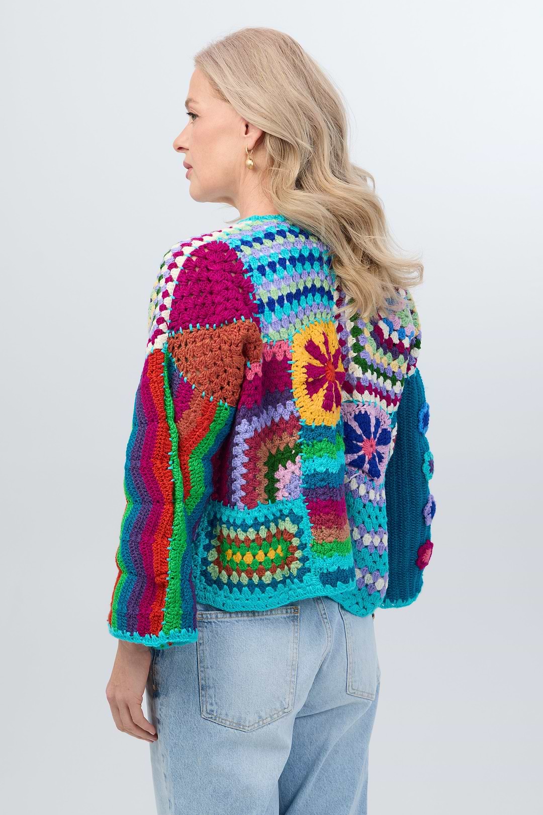 Vibrant Multi Pattern Crochet Cardigan - Multi