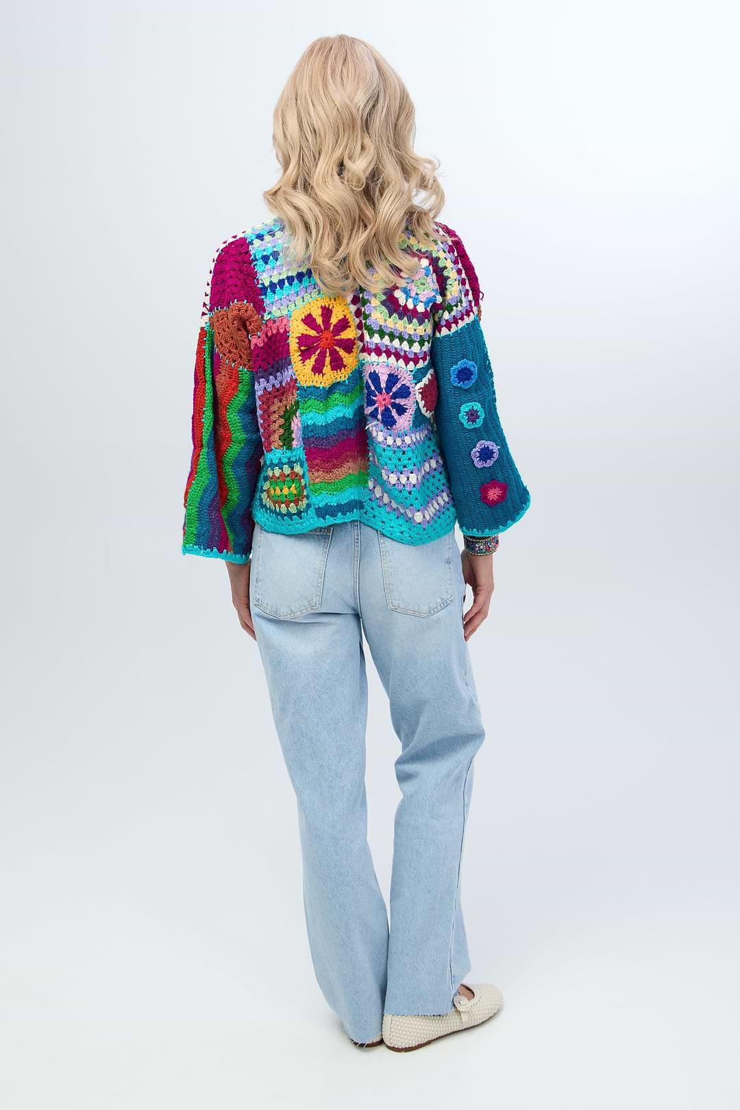 Vibrant Multi Pattern Crochet Cardigan - Multi