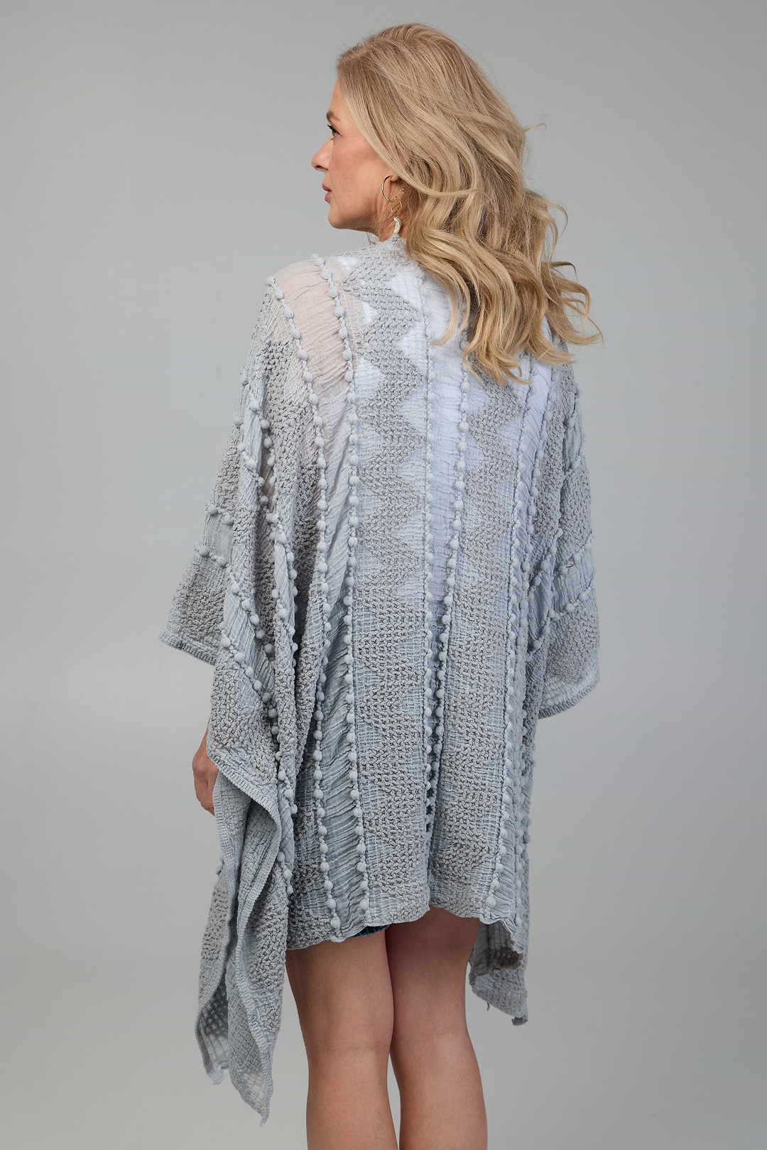 Bohemian Textured Kimono - Light Grey