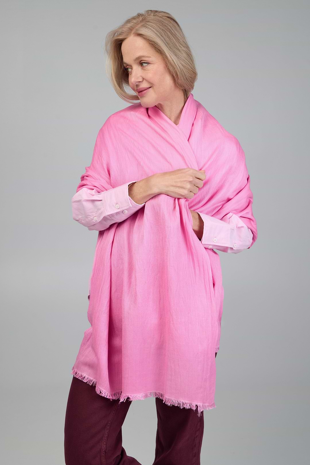 Eyelash Fringed Cashmere Scarf - Fuchsia