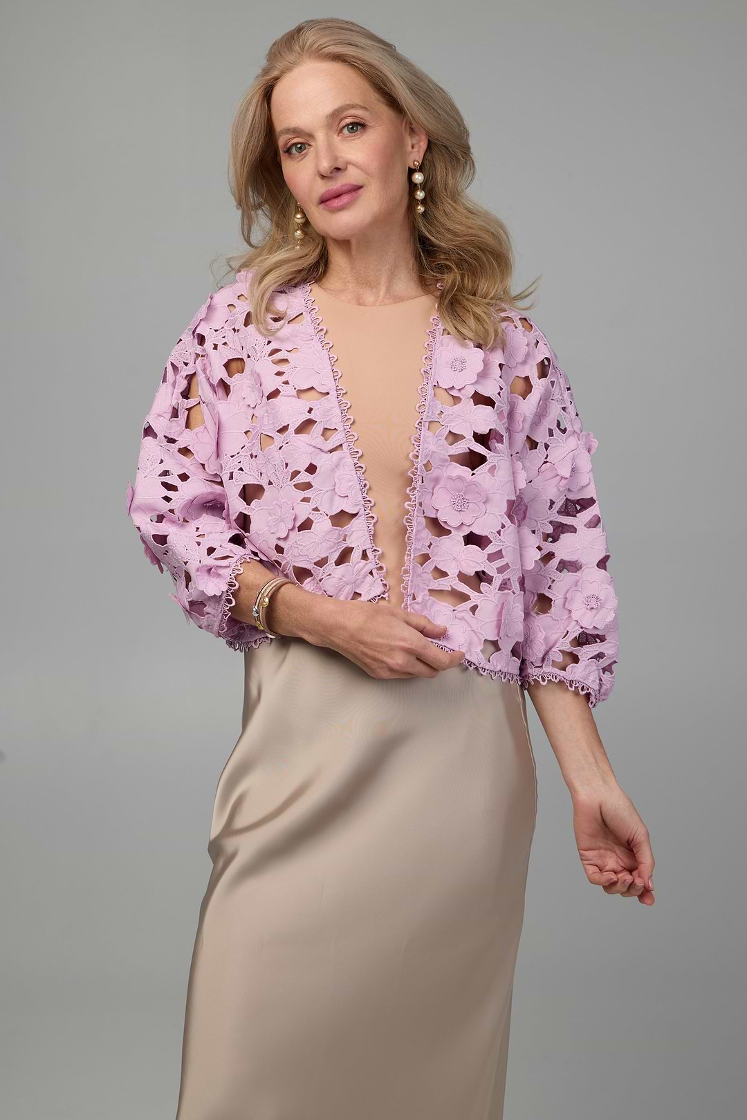 Floral Lace Cut Out Bolero Purple