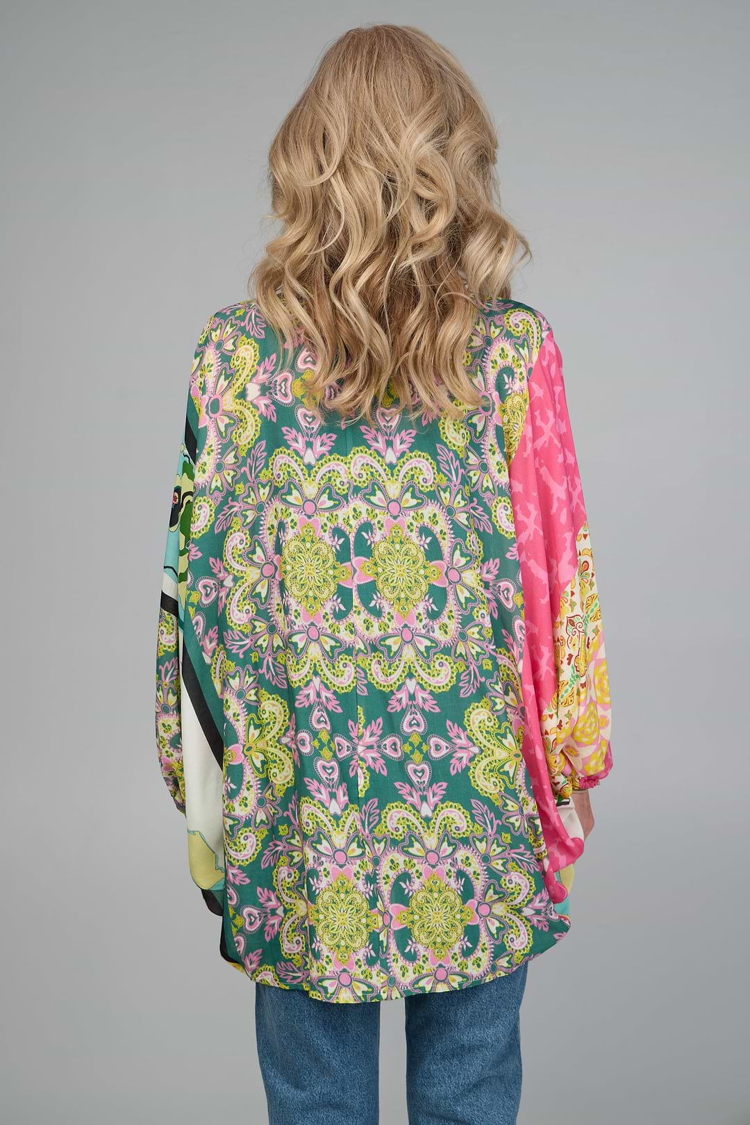 Multicolored Mixed Patterned Kimono - Pink