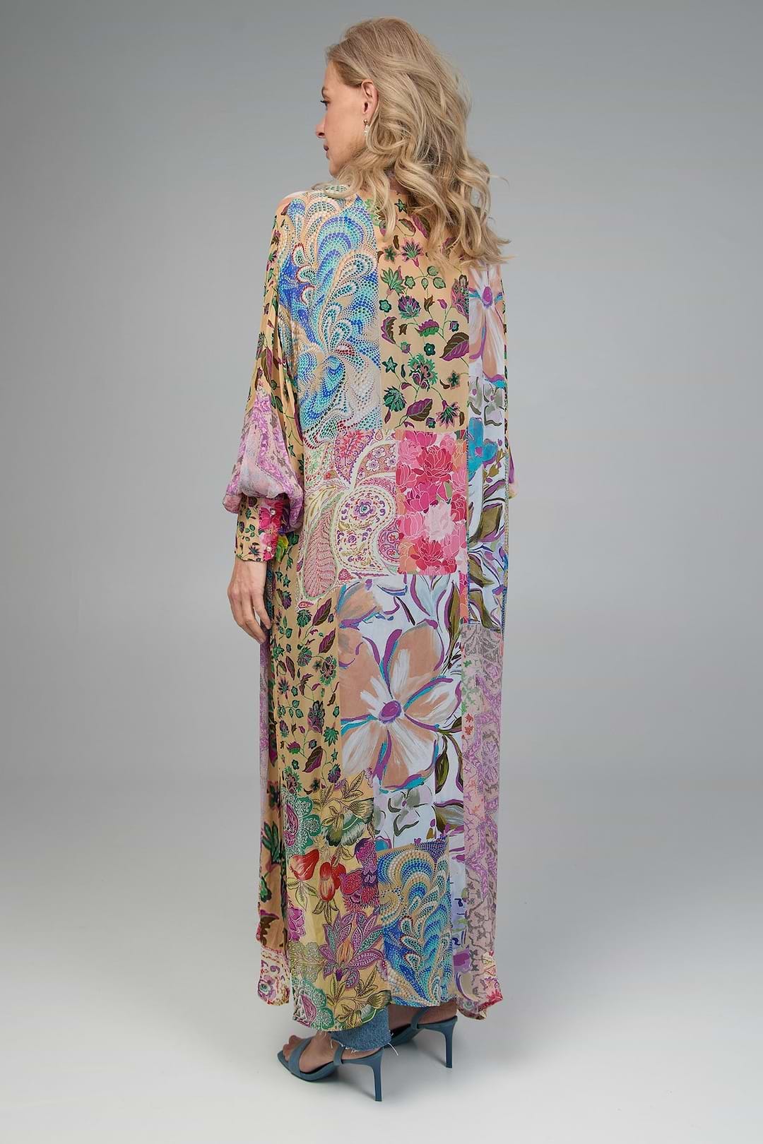 Floral Patch Long Kimono - Multi