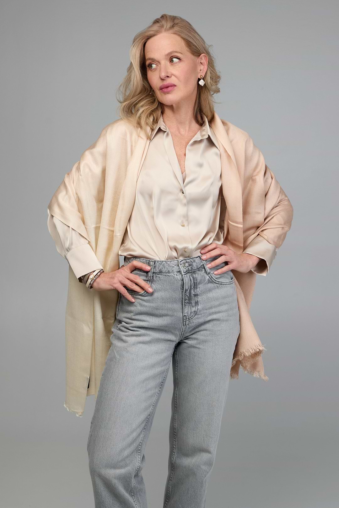 Cashmere Silk Scarf Ombre - Seashell
