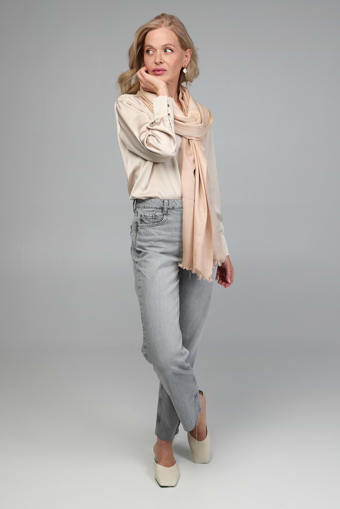 Cashmere Silk Scarf Ombre - Seashell