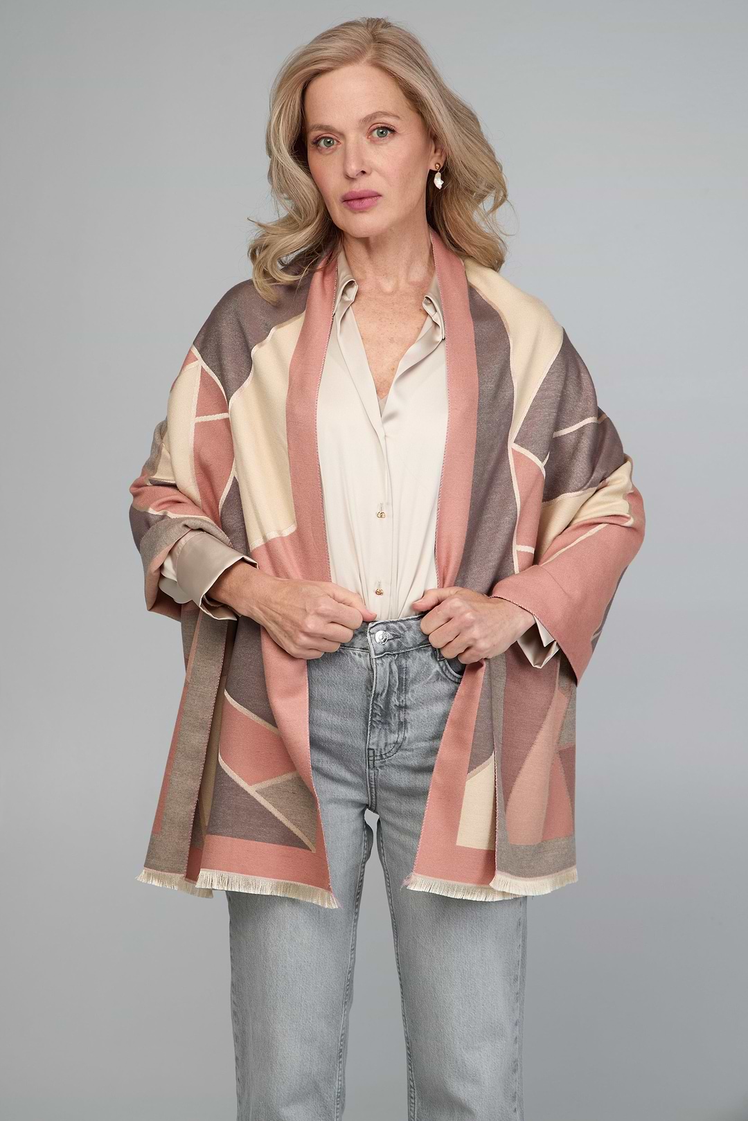 Reversible Geometric Scarf - Light Salmon