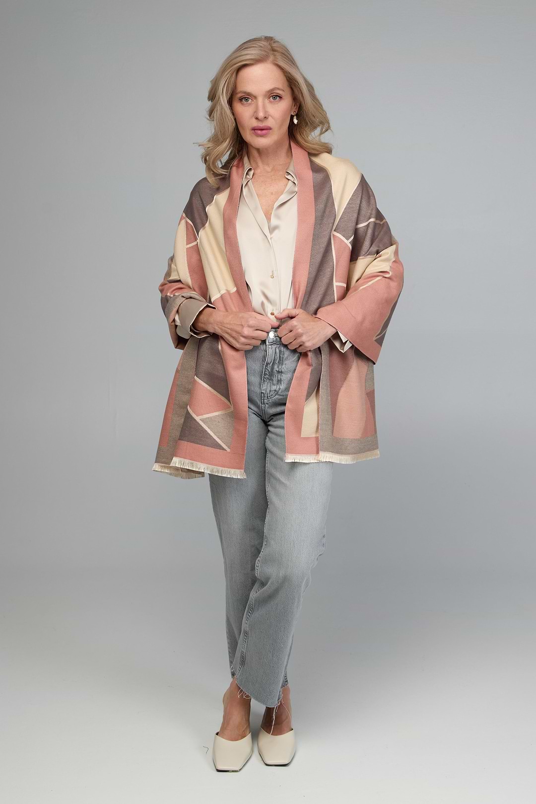 Reversible Geometric Scarf - Light Salmon