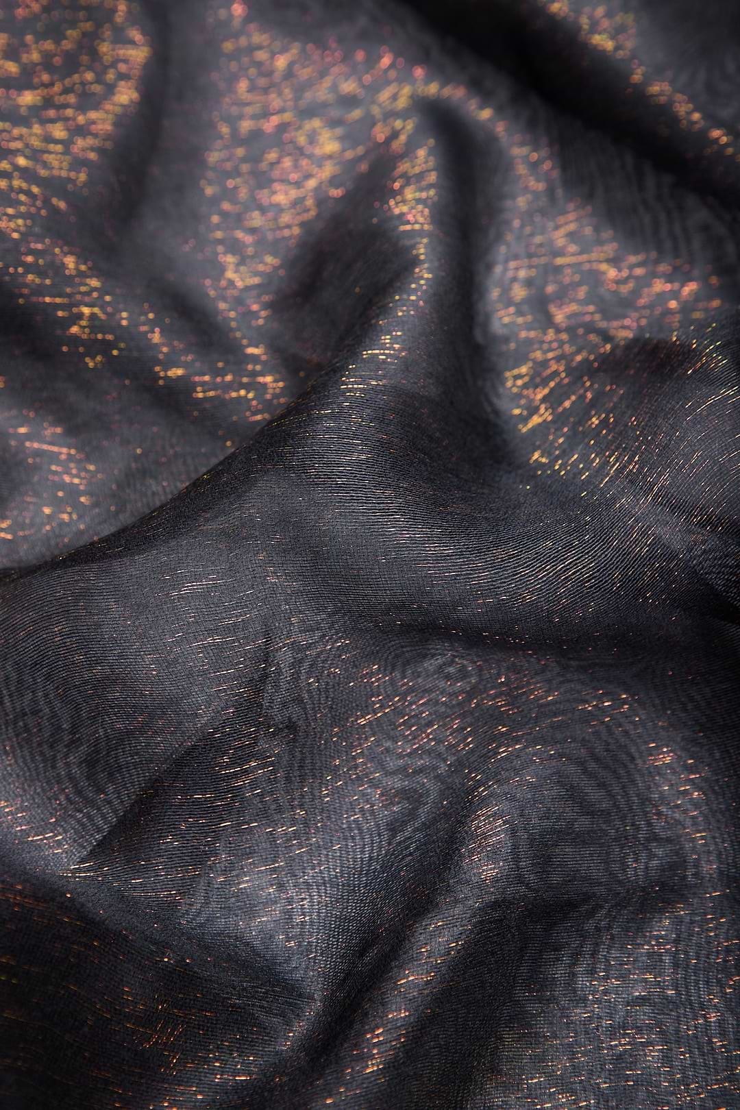 Silk Sparkle Wrap Scarf Black with Copper