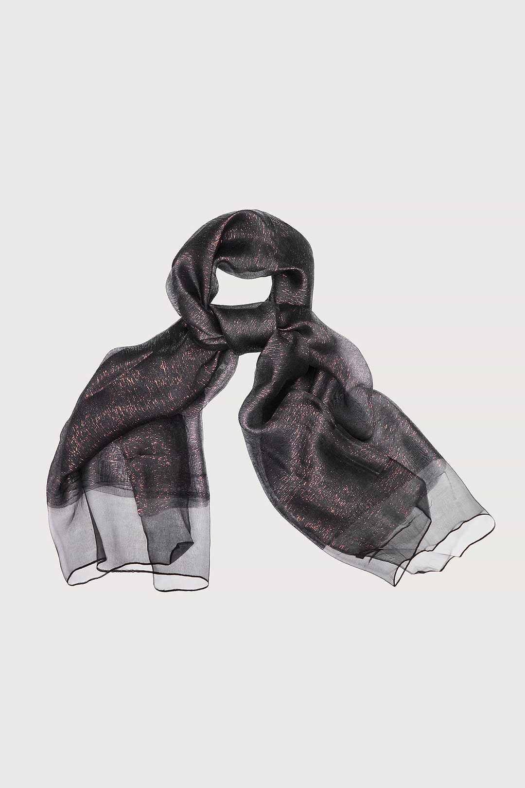 Silk Sparkle Wrap Scarf Black with Copper