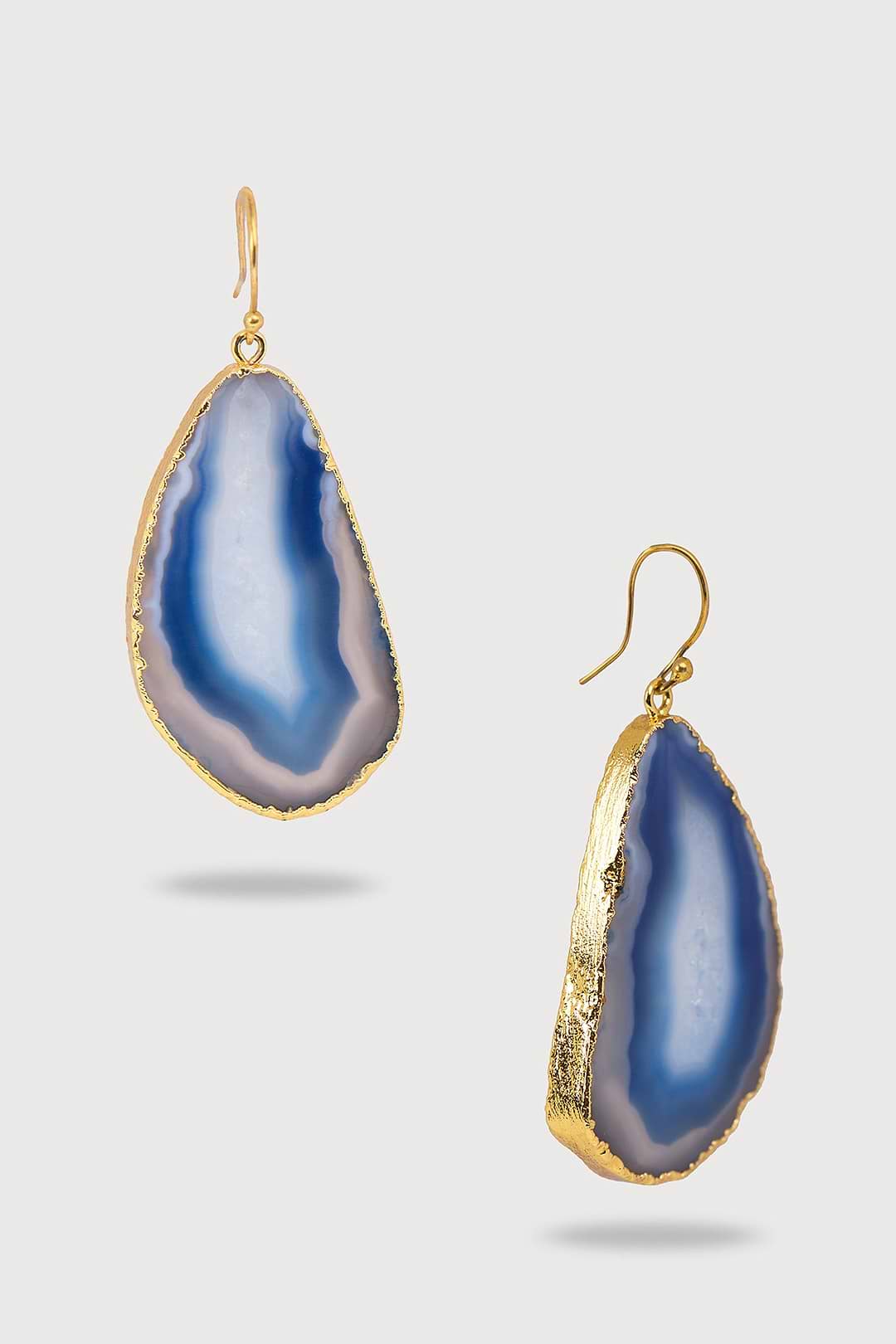 Agate Dangle Earrings - Blue