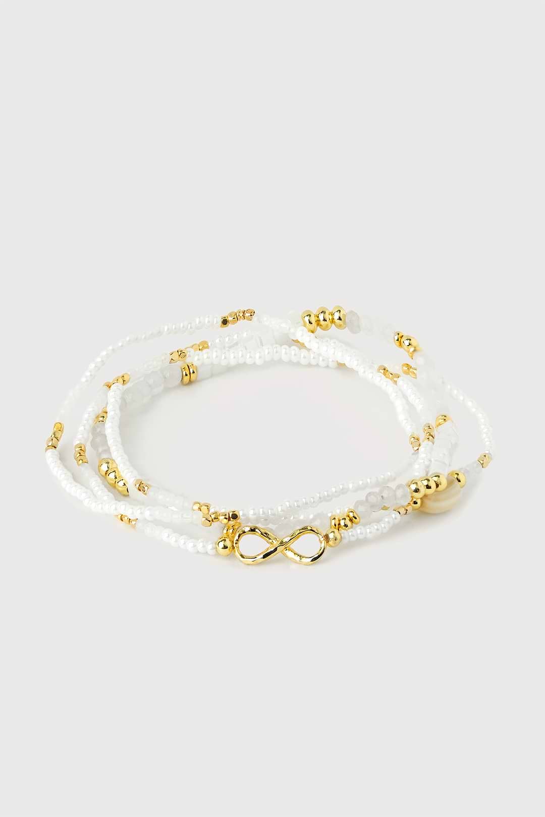 Infinity Beaded Bracelet Set - White