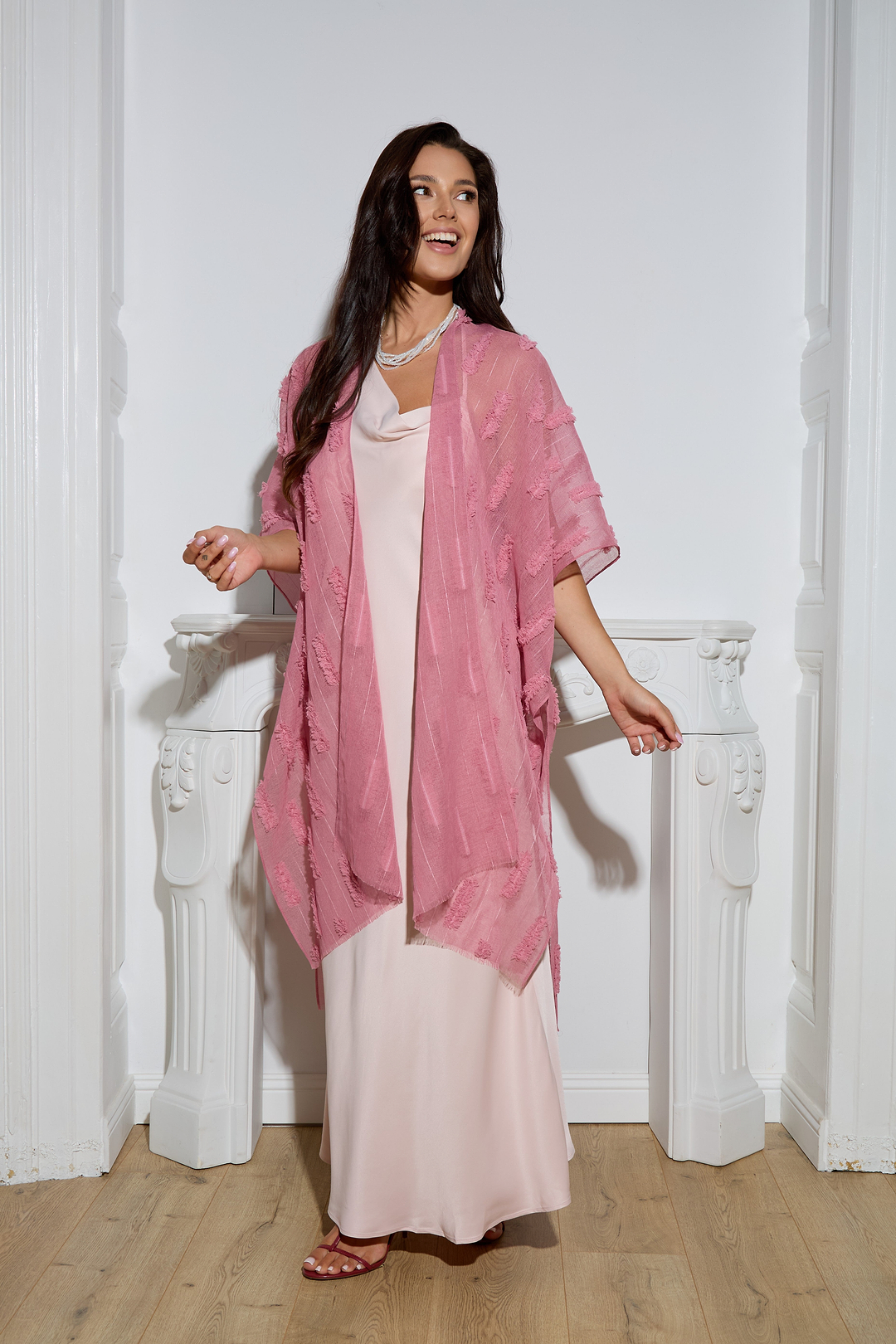 Textured Ruana - Pink