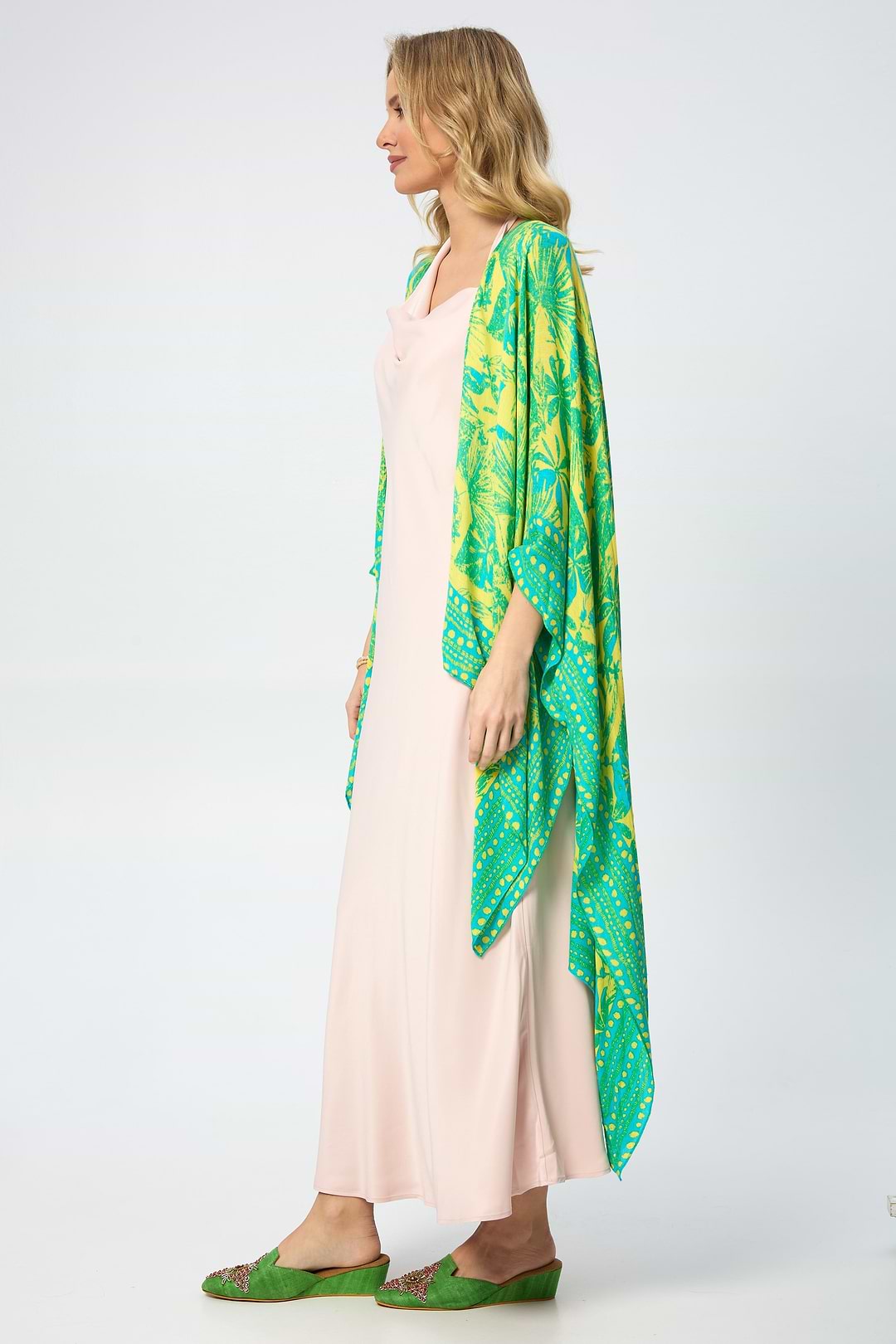 Tropical Print Kimono - Light Green