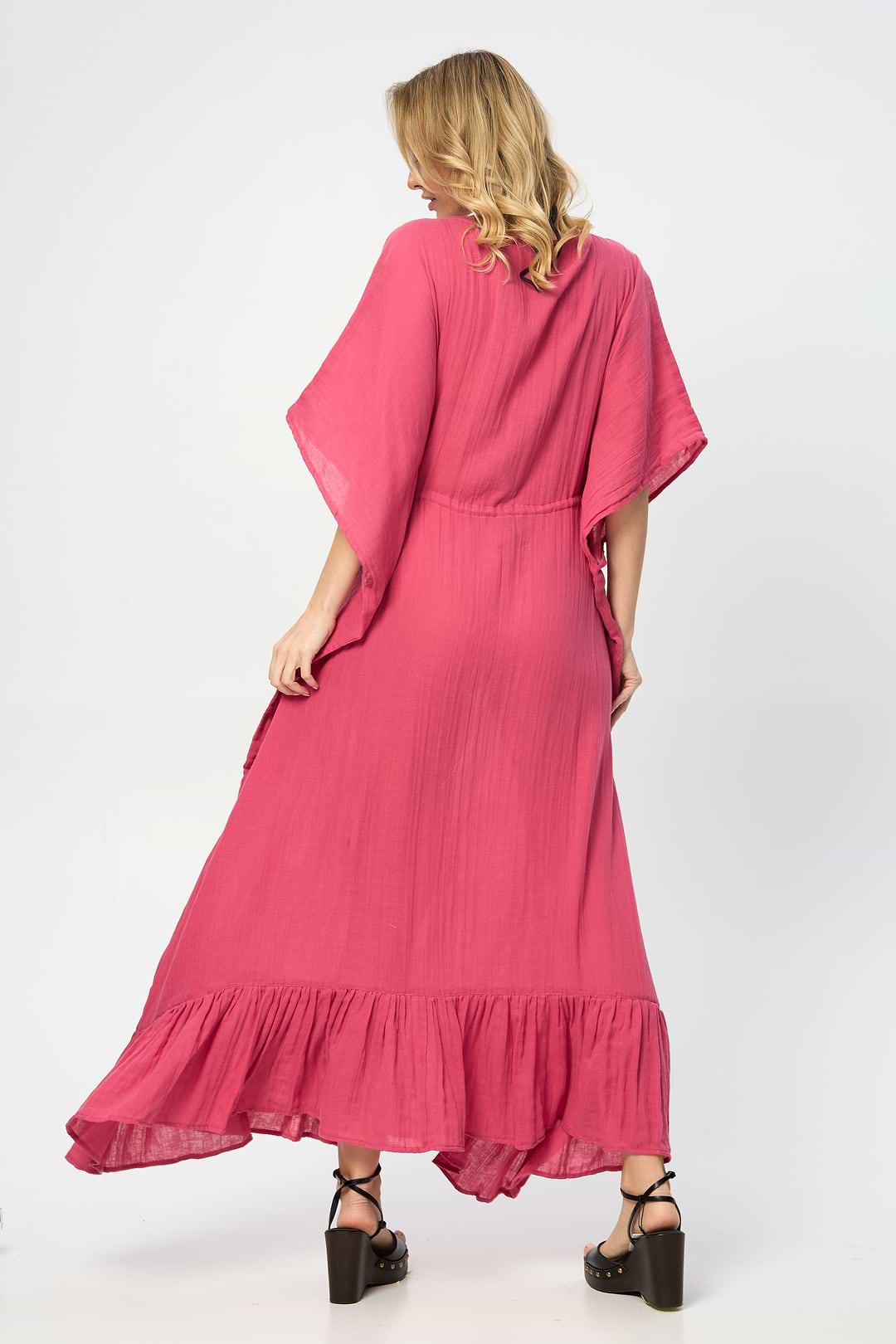 Crochet Rainbow Kaftan Maxi - Magenta