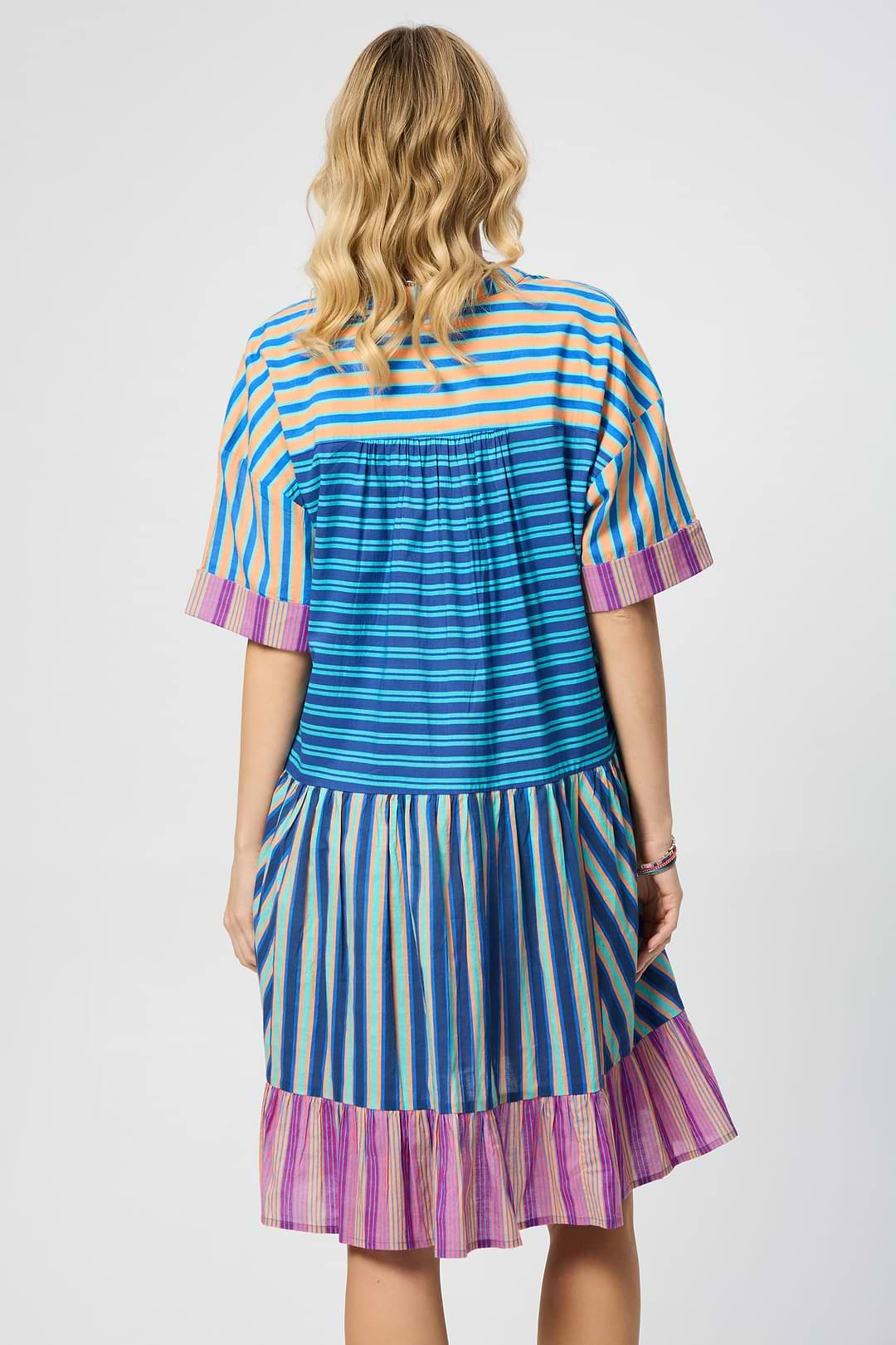 Bold Striped Cover Up Dress - Blue Multi