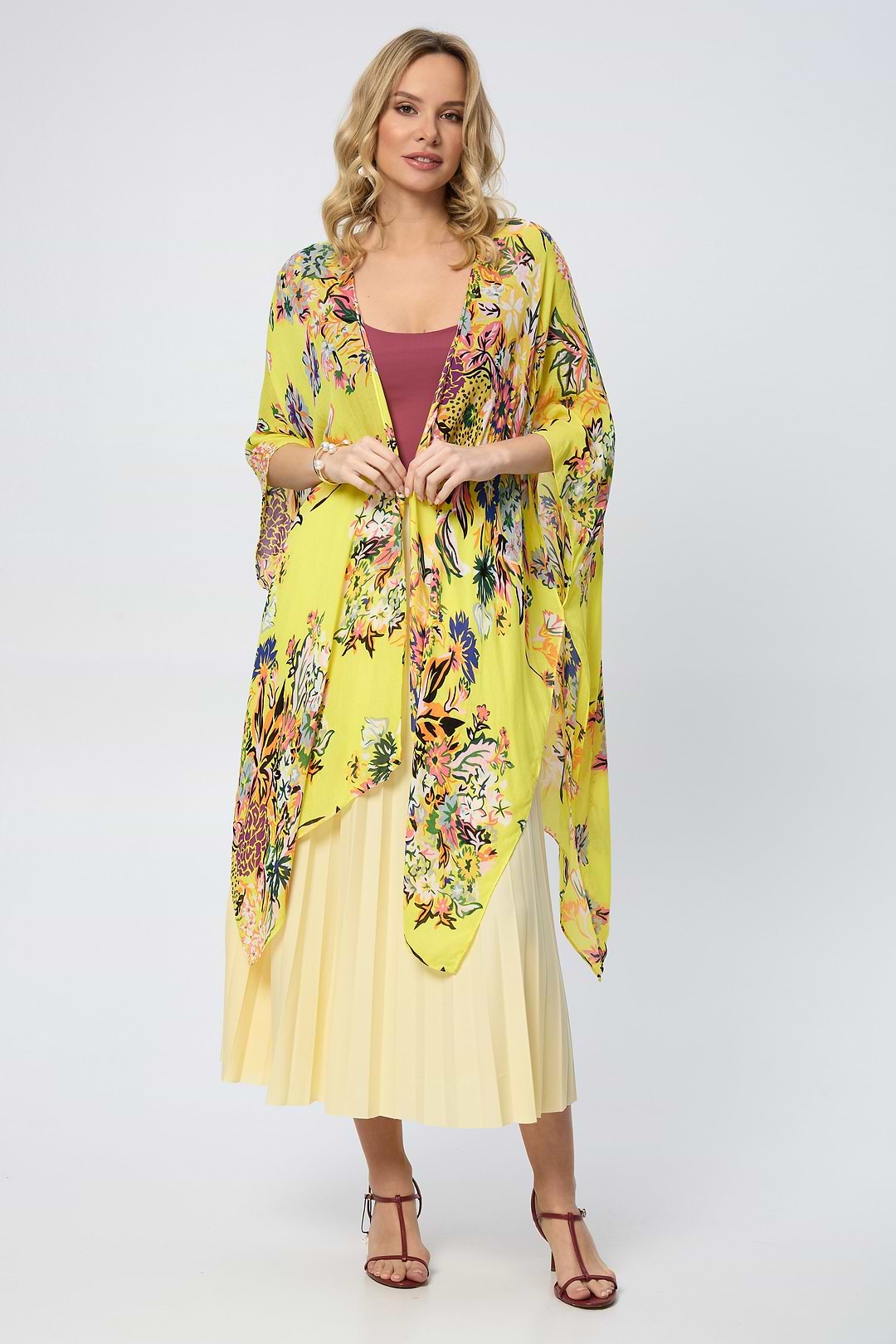 Flowy Floral Kimono - SAACHI - Yellow