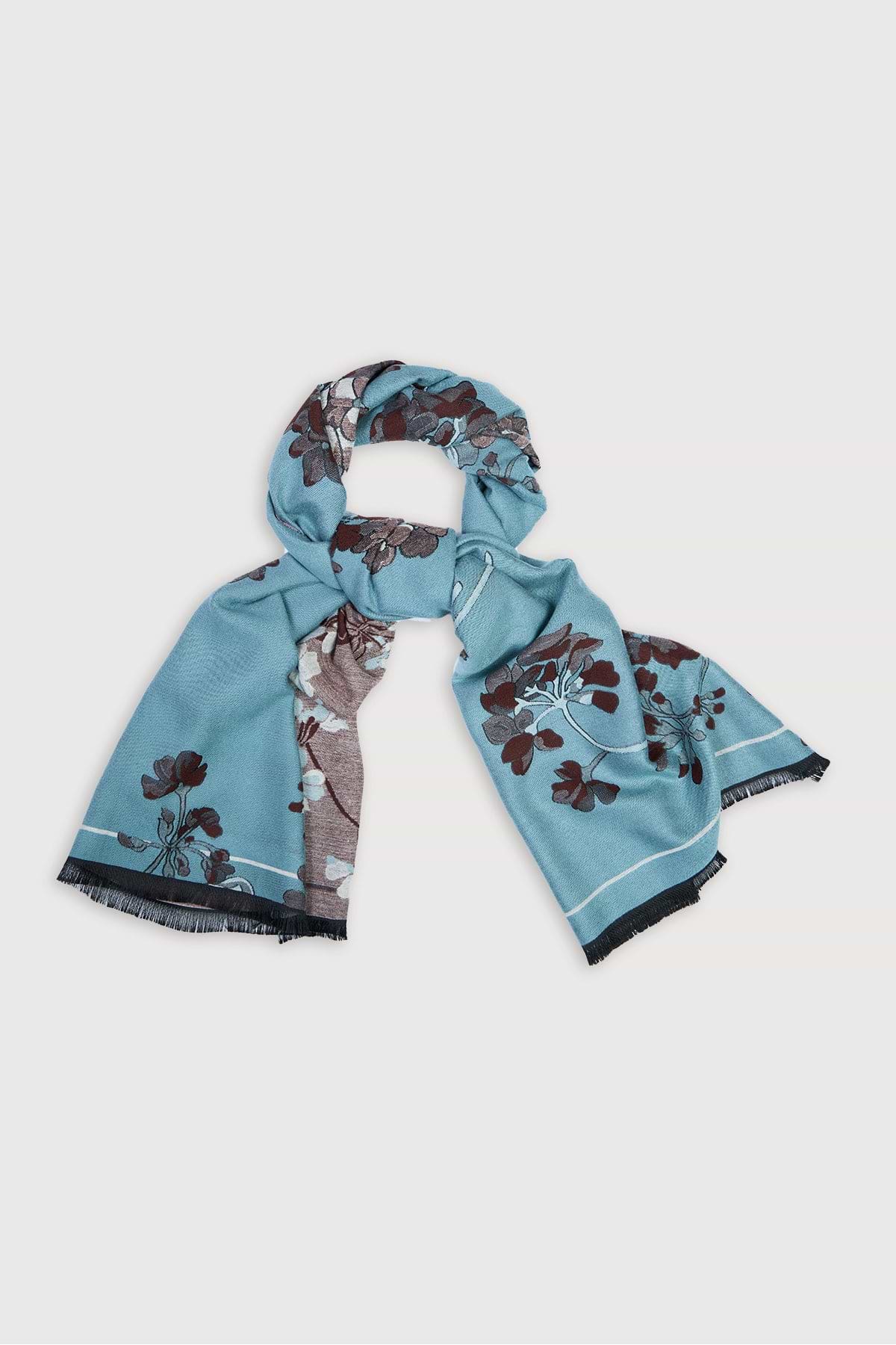 Marigold Bloom Reversible Scarf - Light Blue