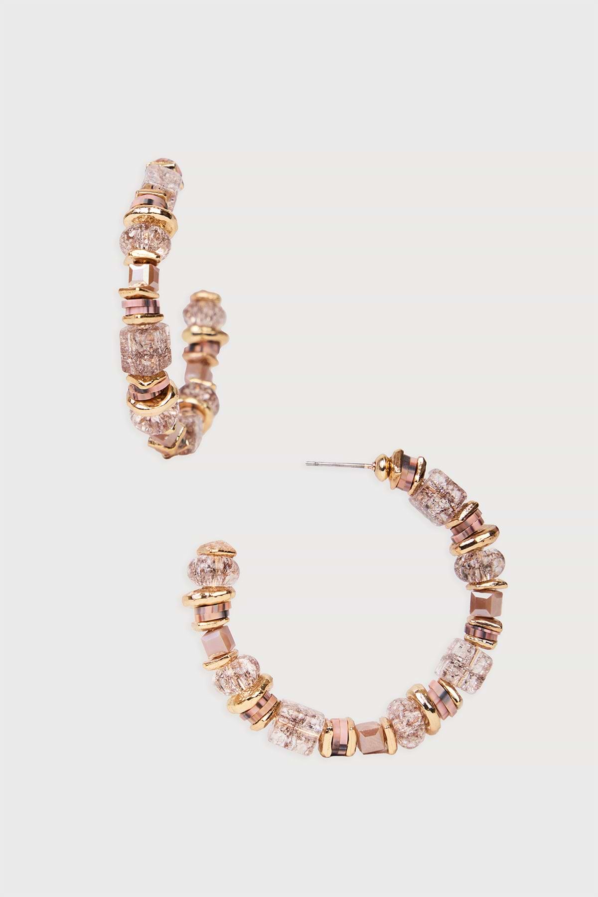 Beaded Crystal Hoop Earring - Rose