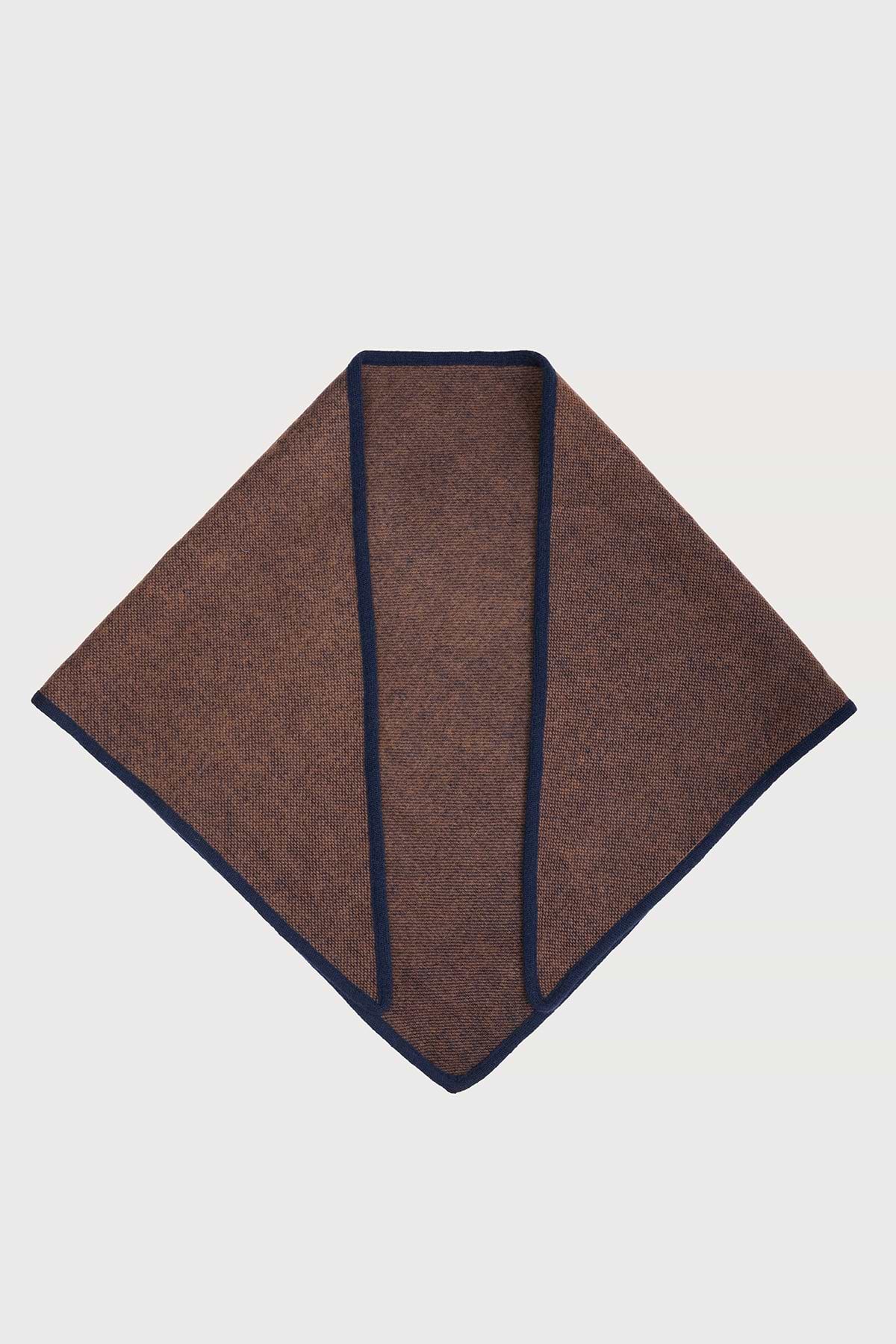 Plaid Wool Triangle Scarf - Brown